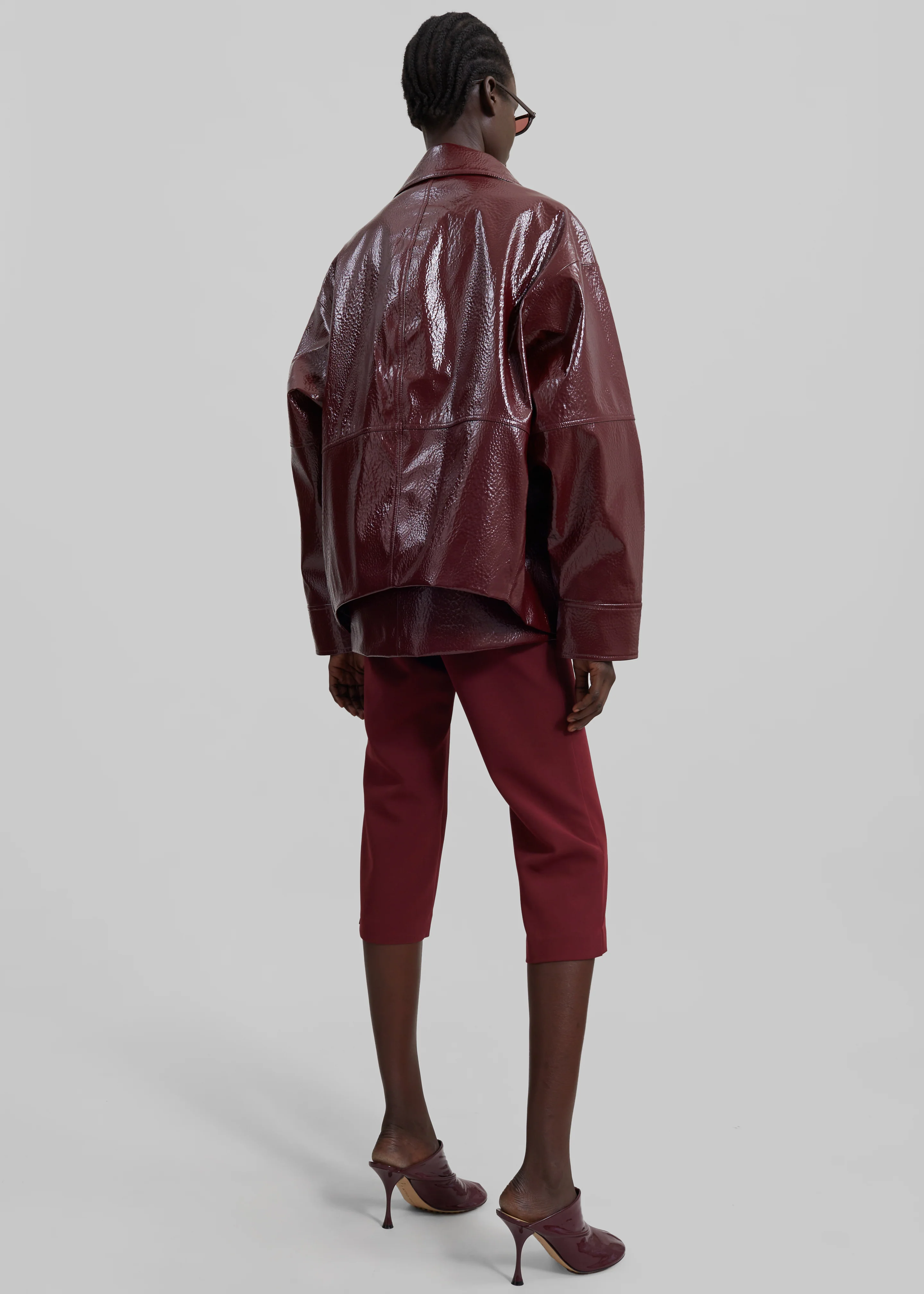 Arbor Crackled Faux Leather Jacket - Burgundy - Image 13