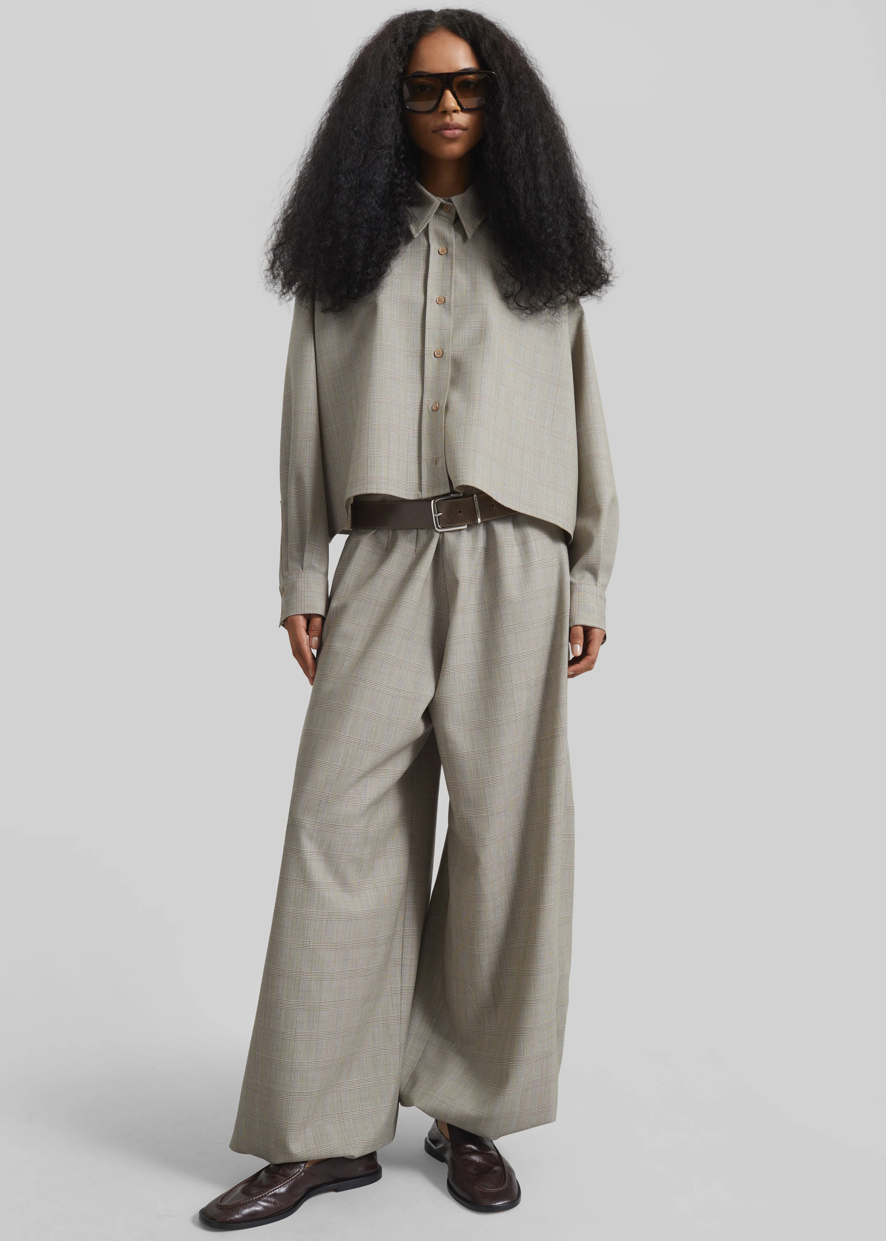 Arlen Boxy Shirt - Beige Glen Plaid - Image 6