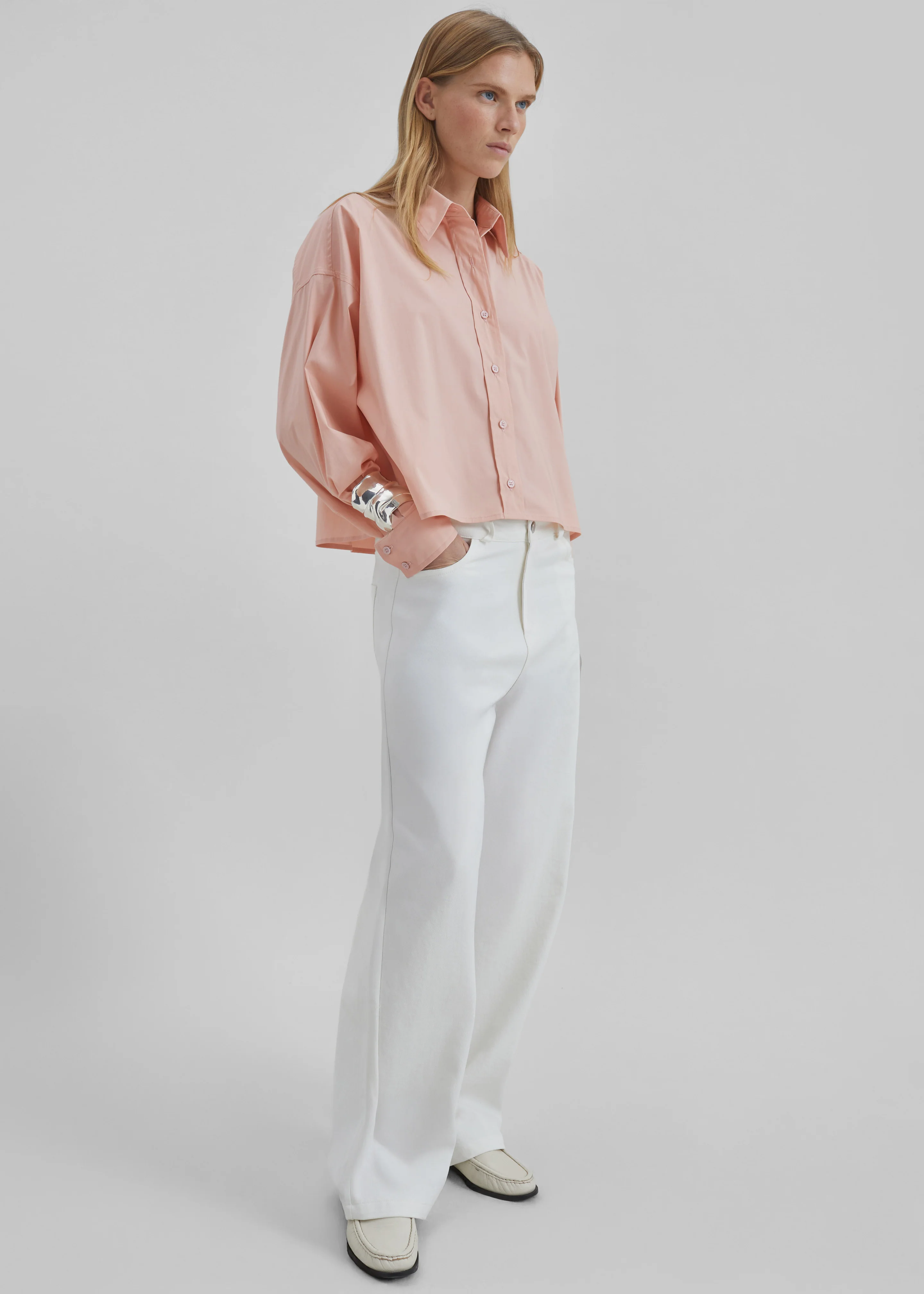 Arlen Cotton Boxy Shirt - Faded Pink - Image 2