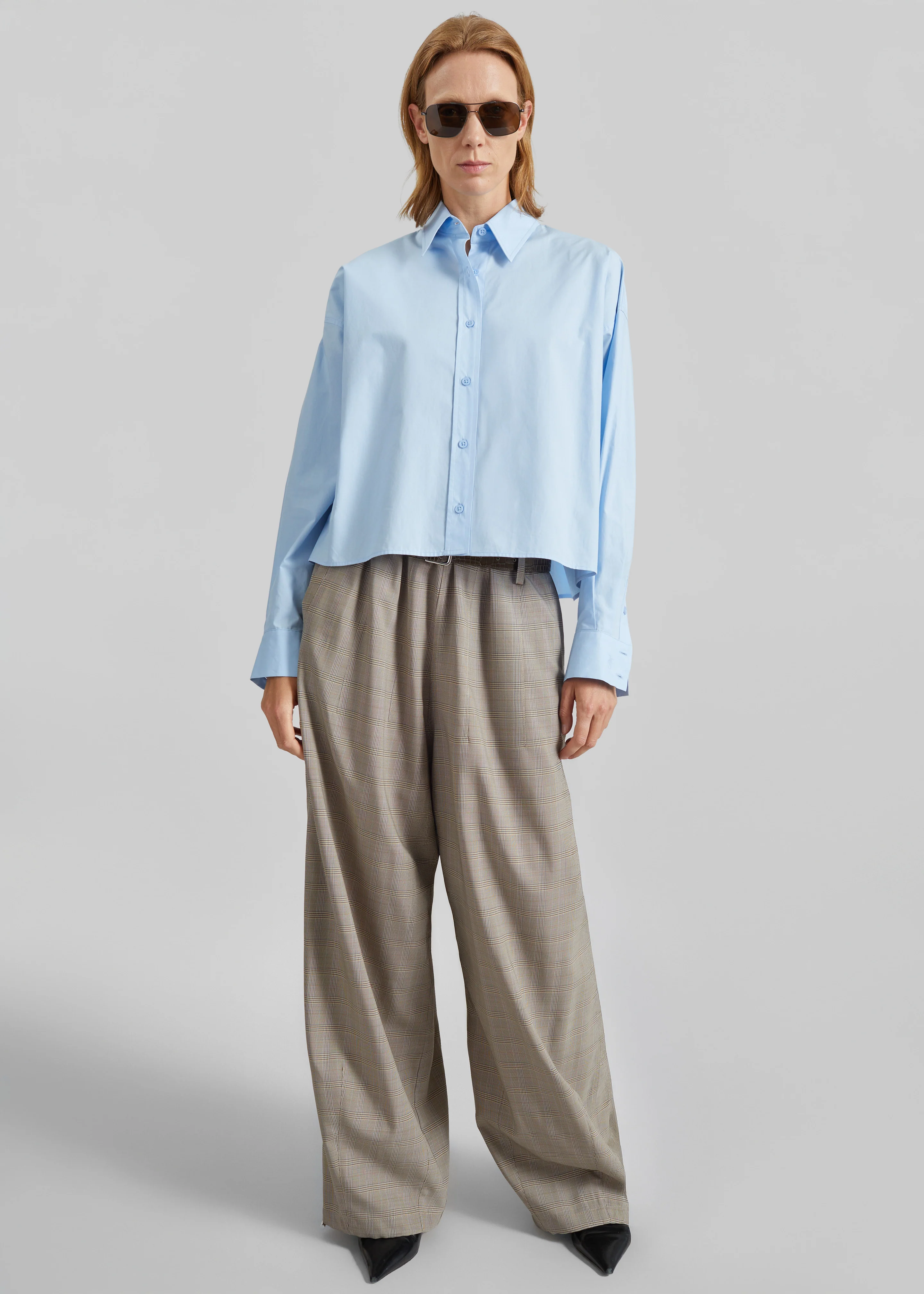Arlen Cotton Boxy Shirt - Light Blue - Image 3