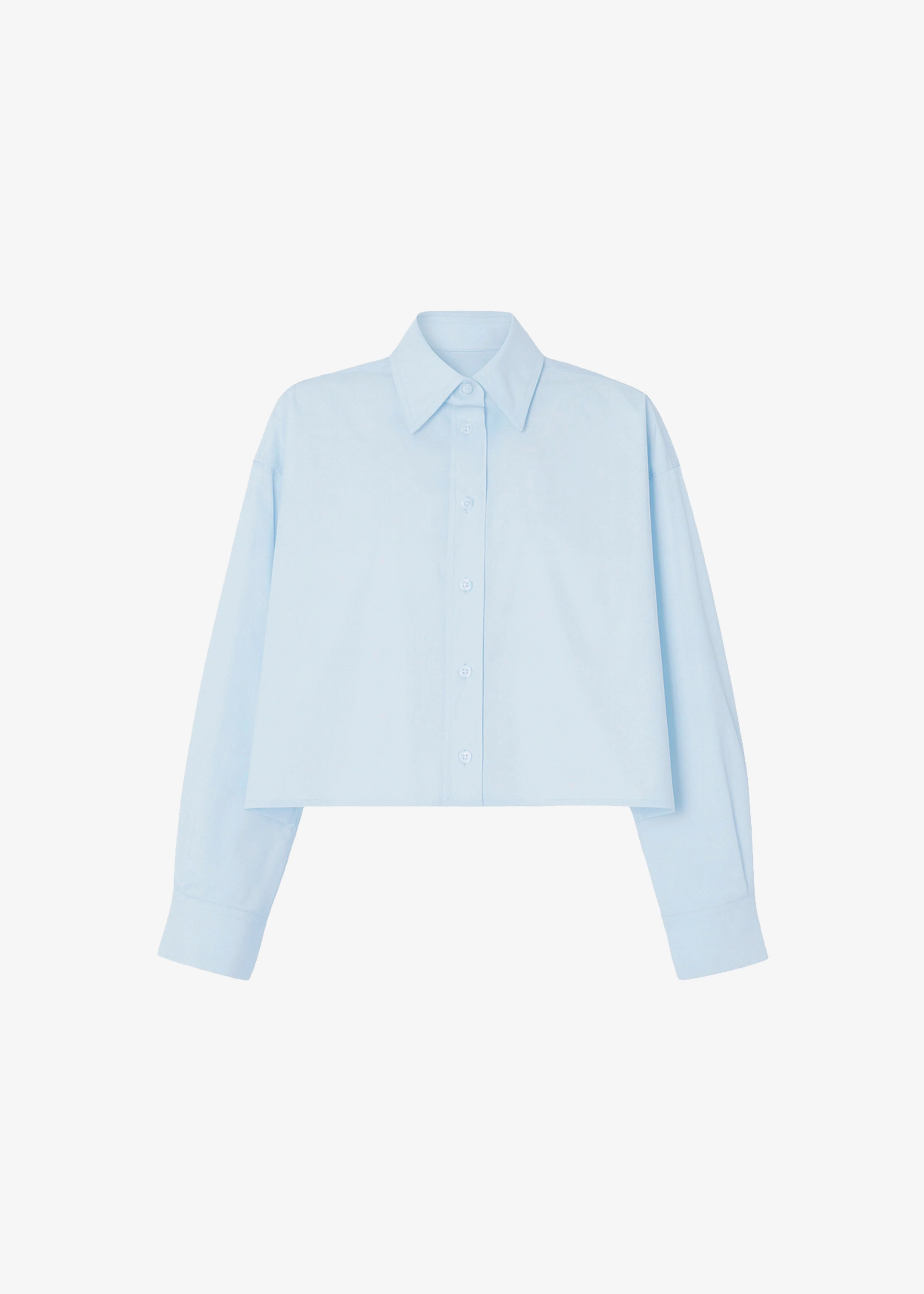 Arlen Cotton Boxy Shirt - Light Blue - Image 8