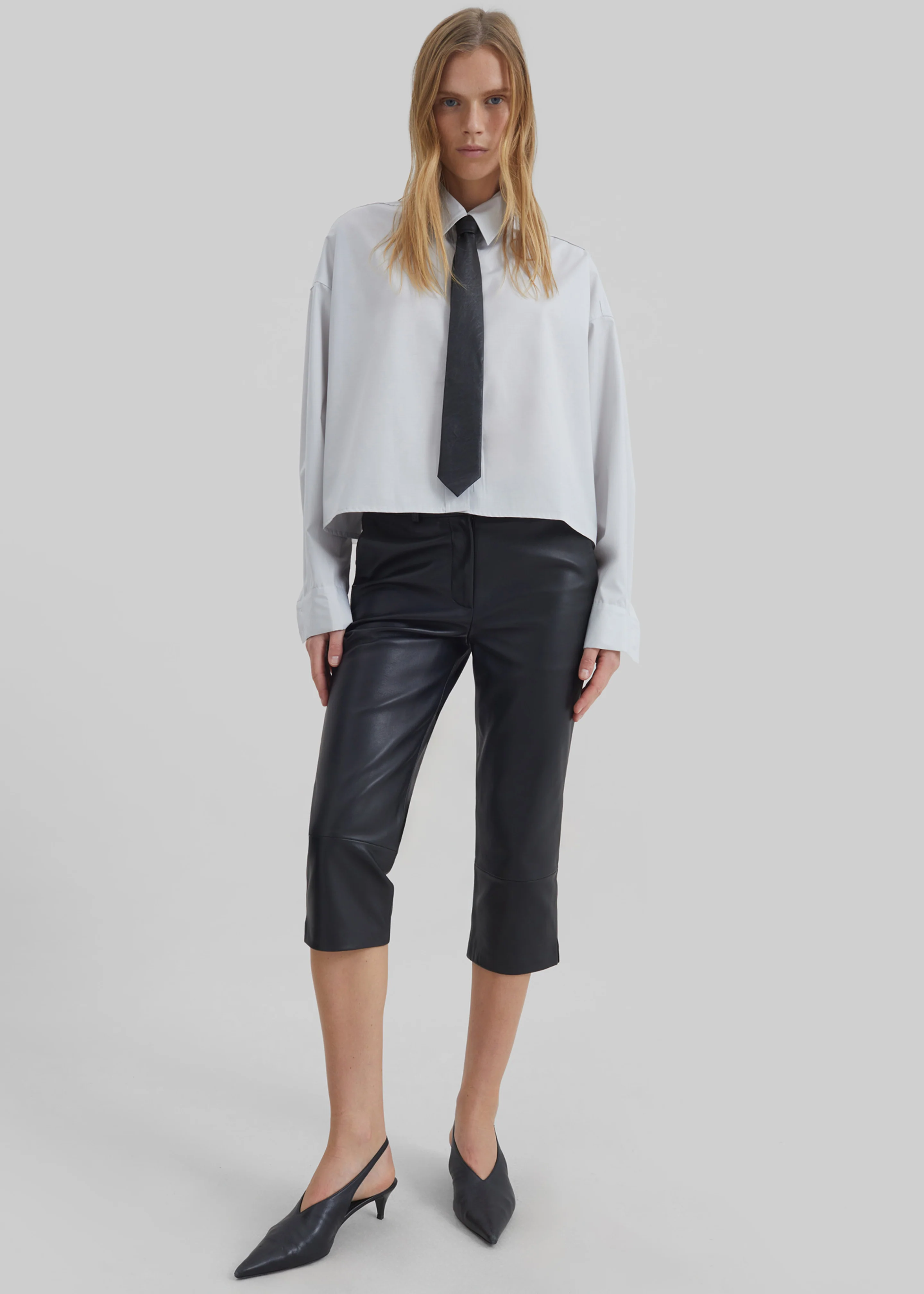 Arlen Cotton Boxy Shirt - Slate Grey - Image 5