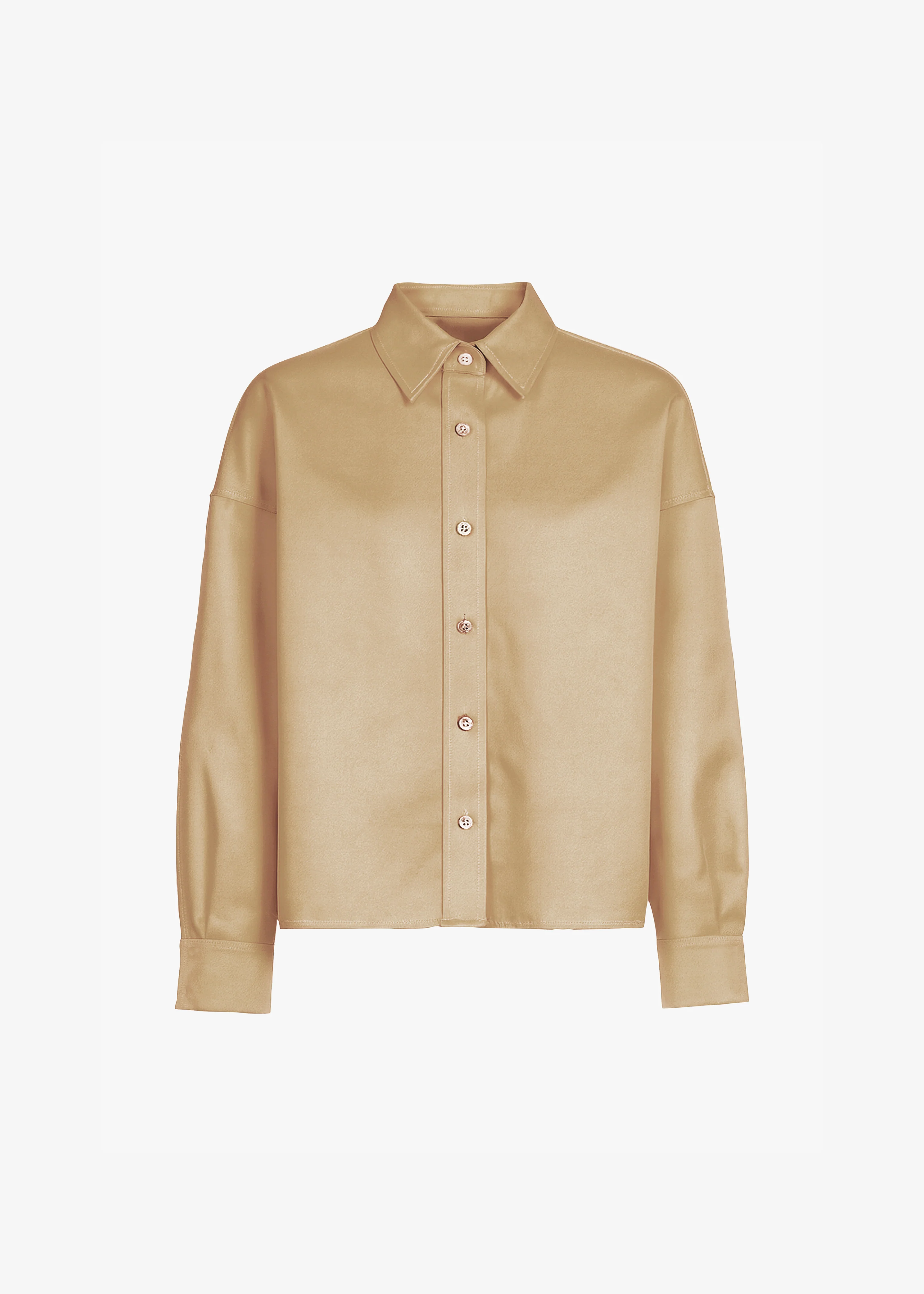 Arlen Satin Boxy Shirt - Beige - Image 9