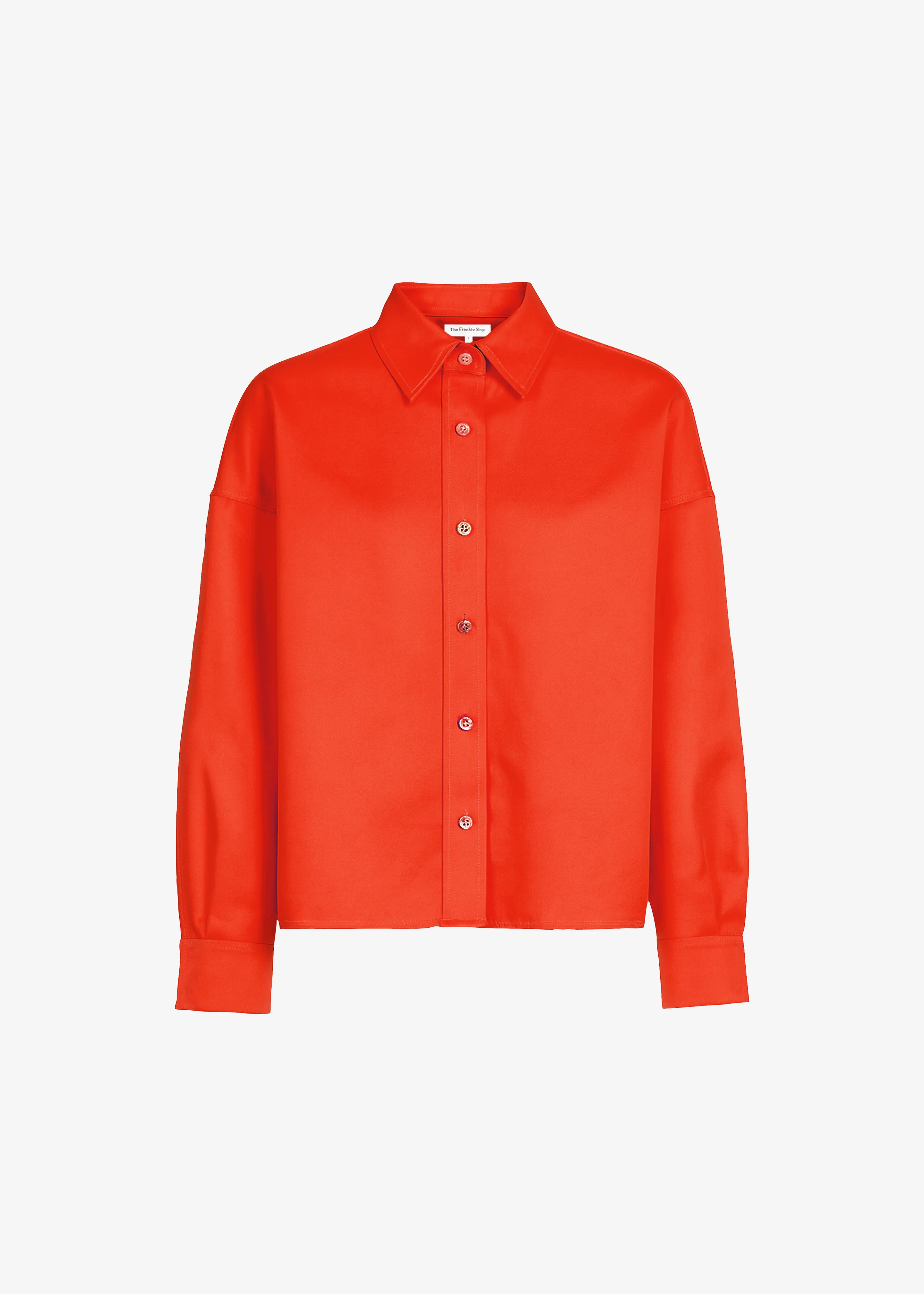Arlen Satin Boxy Shirt - Coral Red - Image 6
