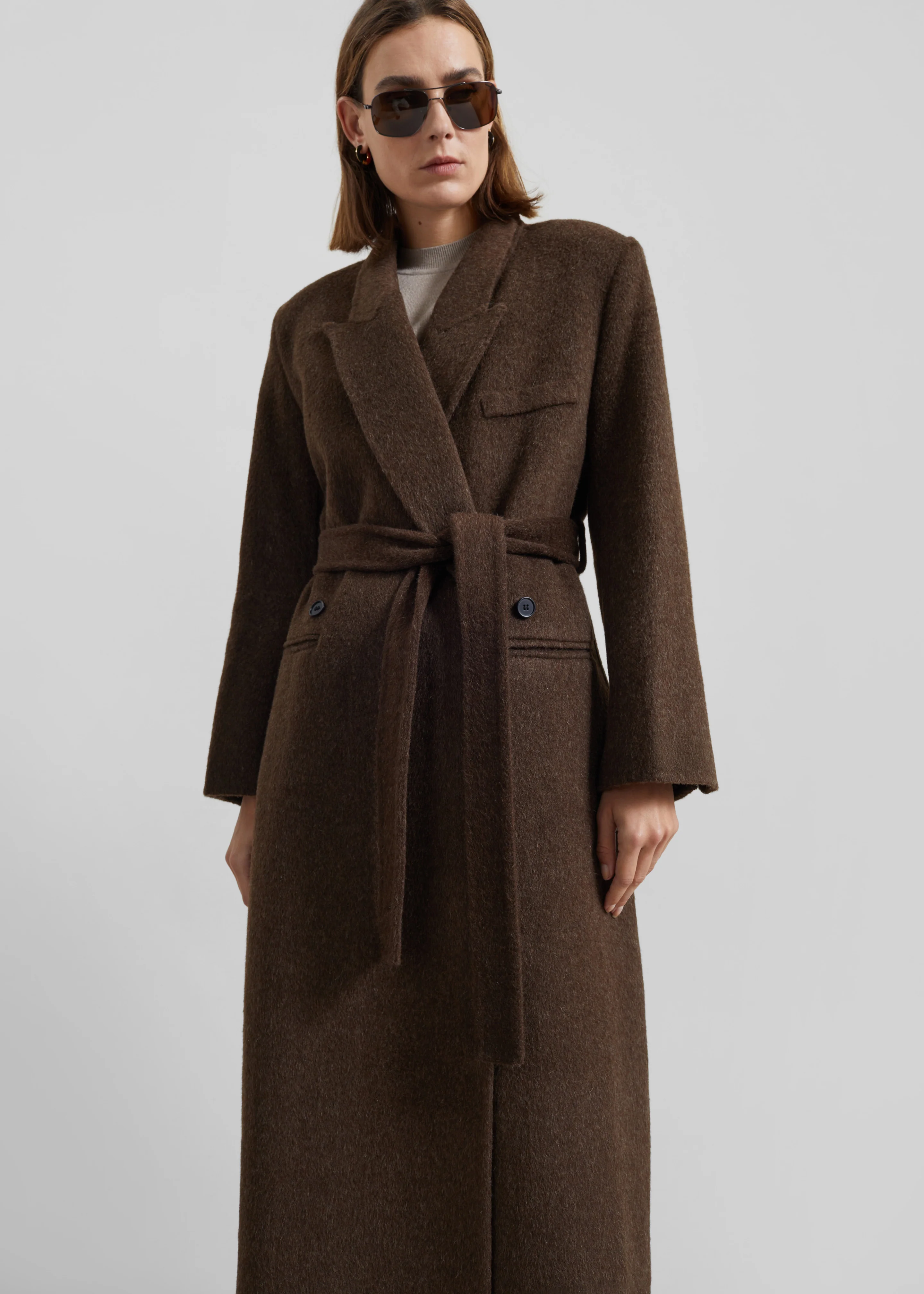 Arlene Wool Belted Coat - Brown - Image 5