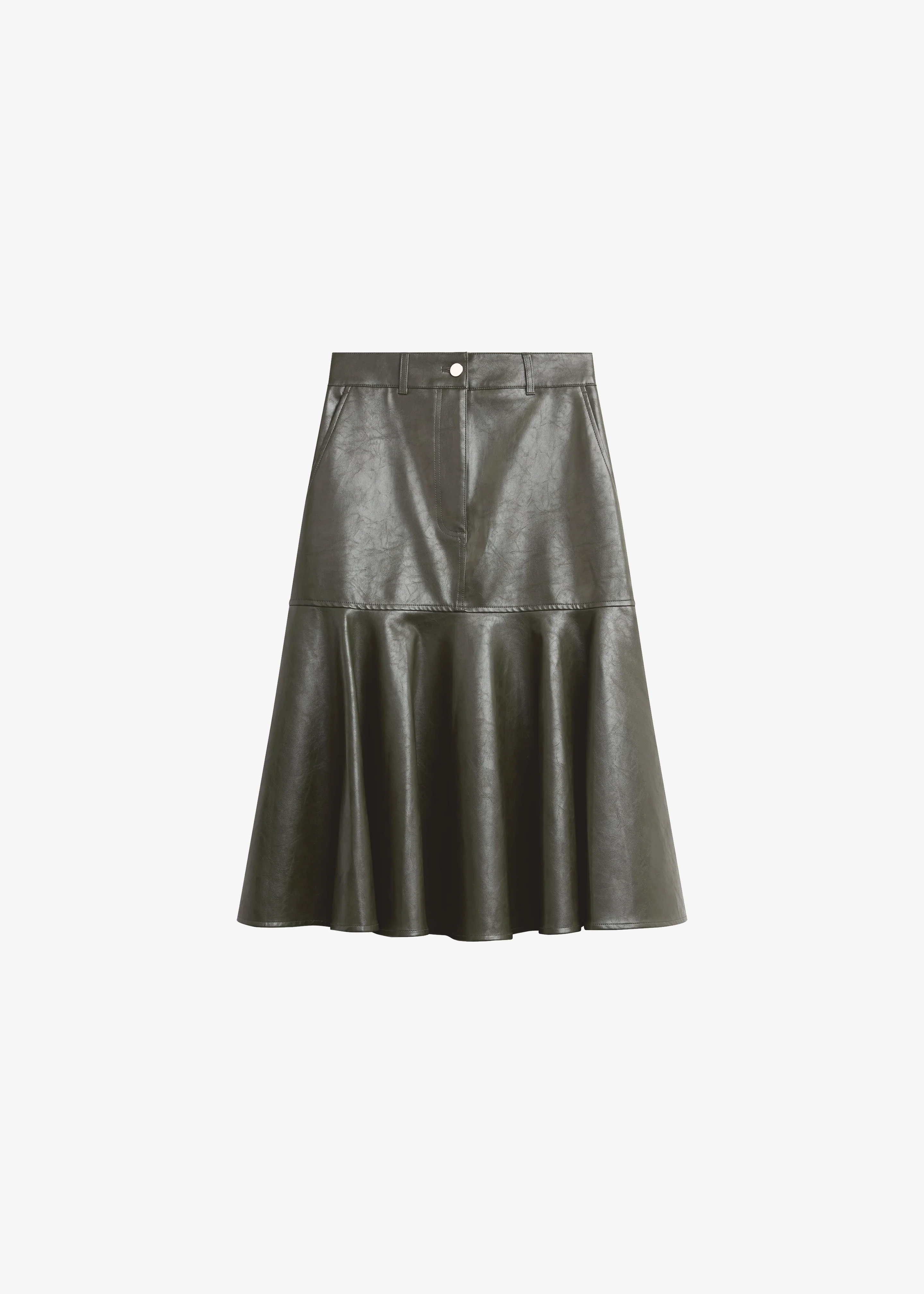 Arvika Faux Leather Mermaid Skirt - Dark Olive - Image 7