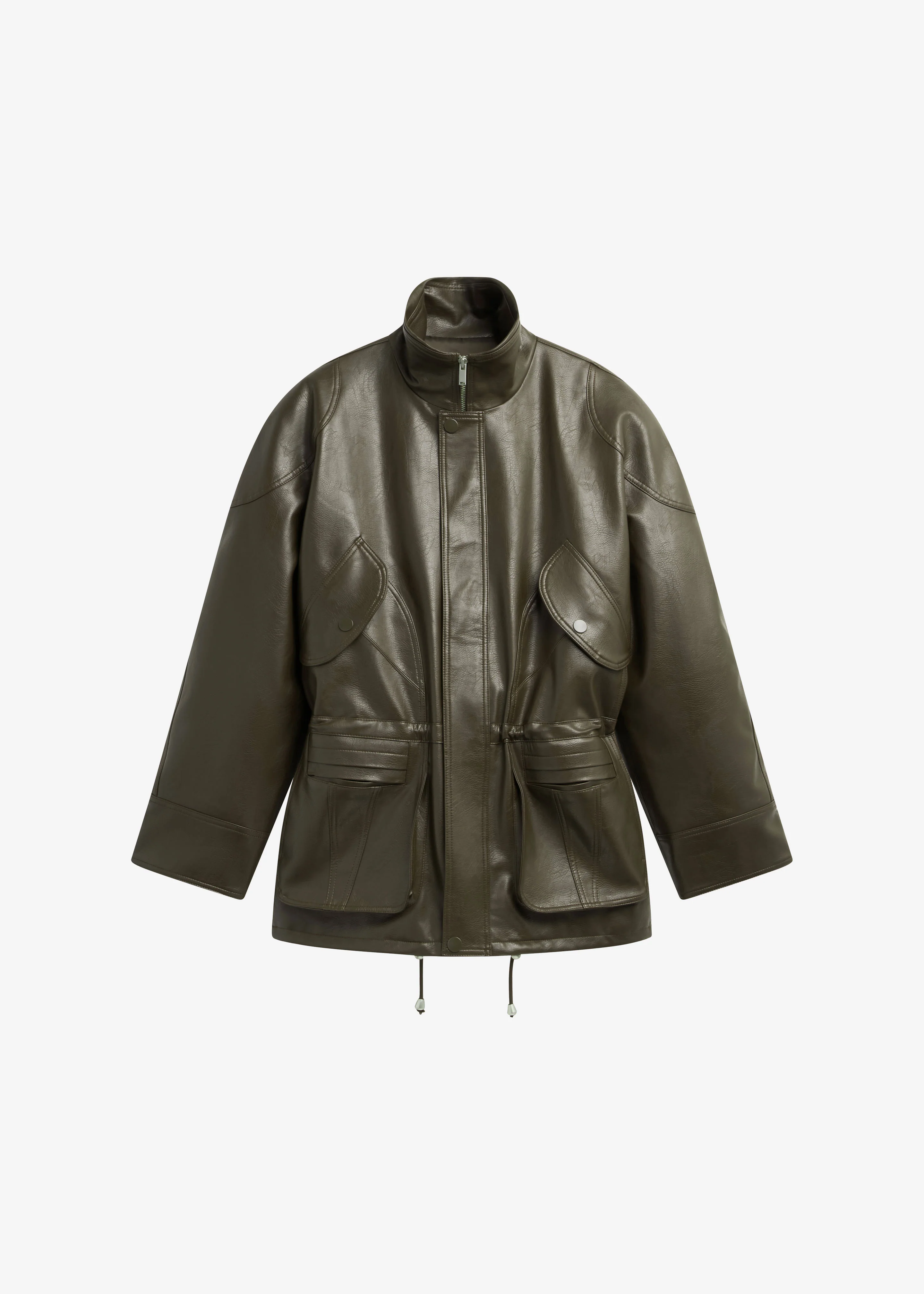Ascona Faux Leather Jacket - Dark Olive - Image 12