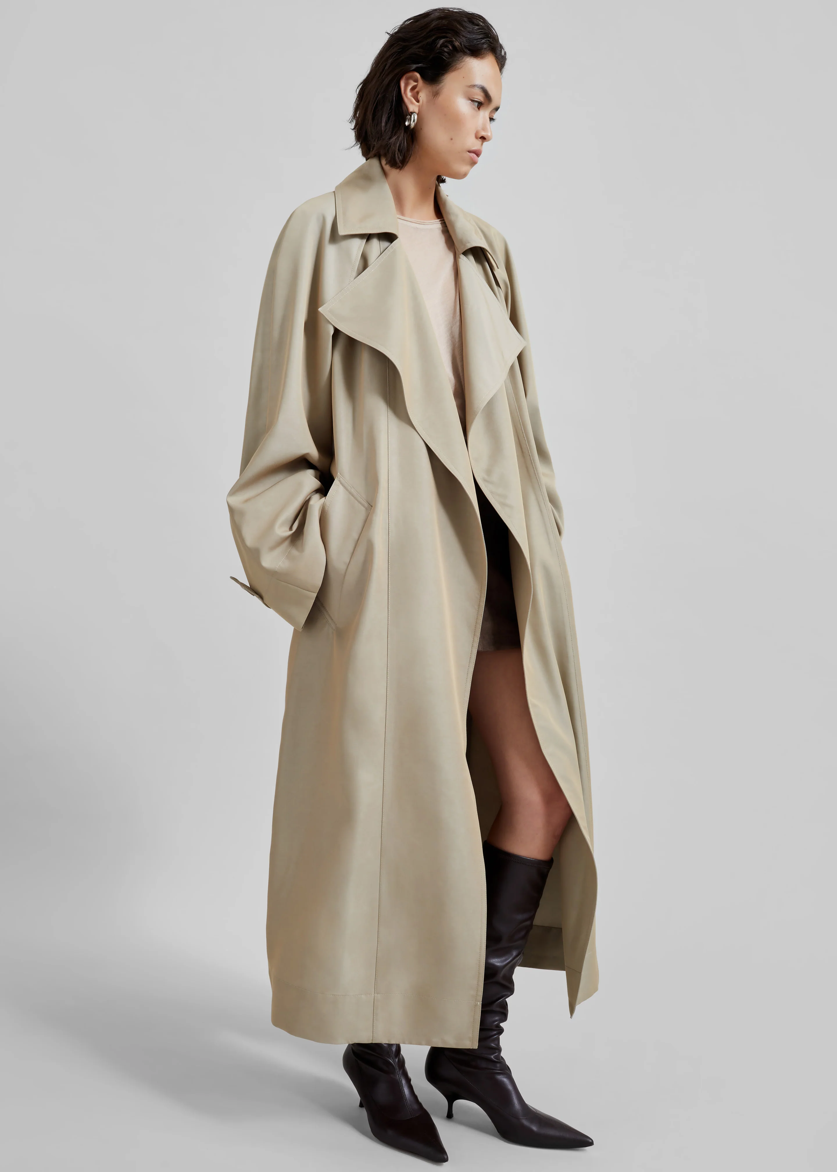 Astoria Cut-Out Raglan Sleeve Trench Coat - Beige - Image 4