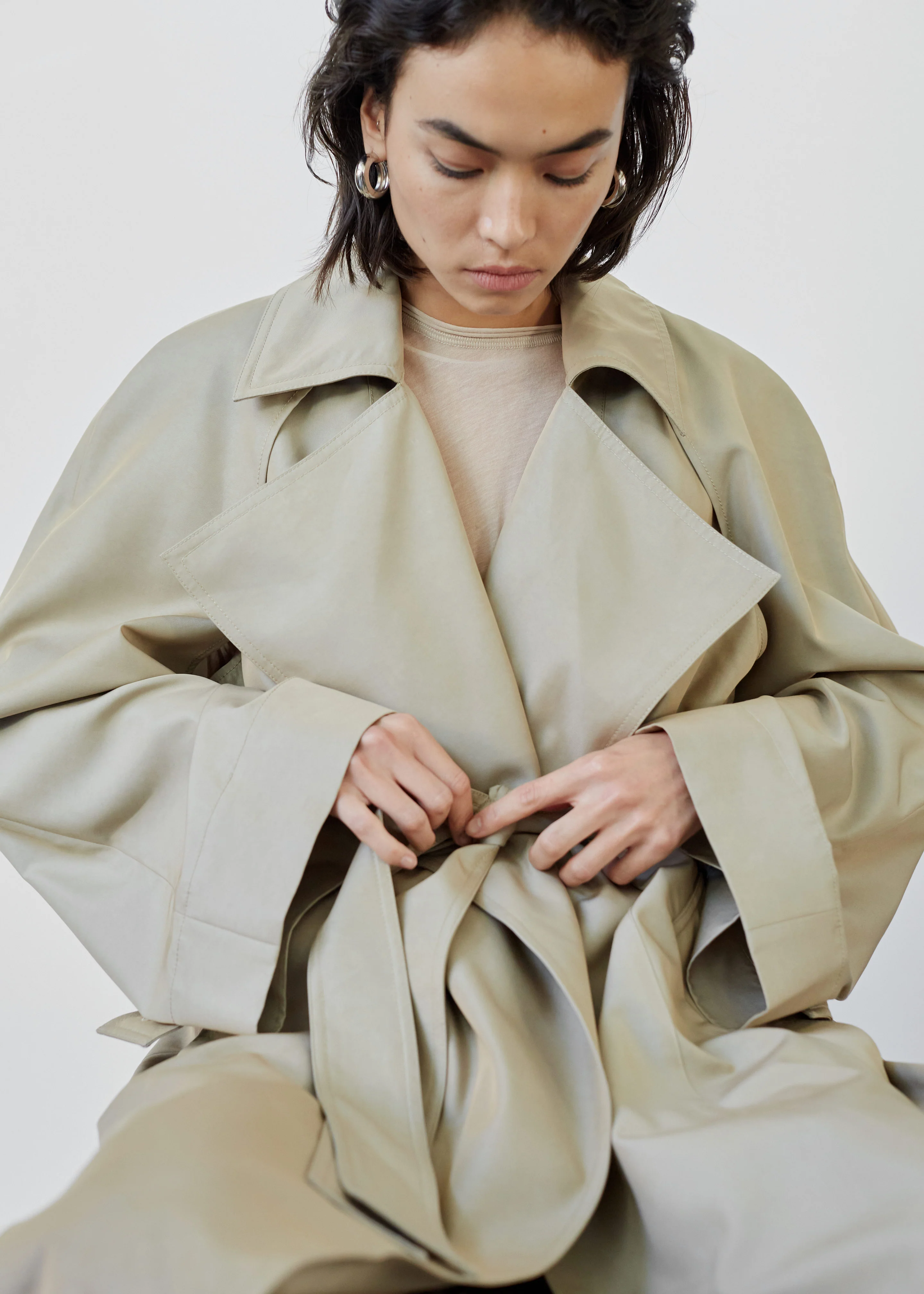 Astoria Cut-Out Raglan Sleeve Trench Coat - Beige - Image 5