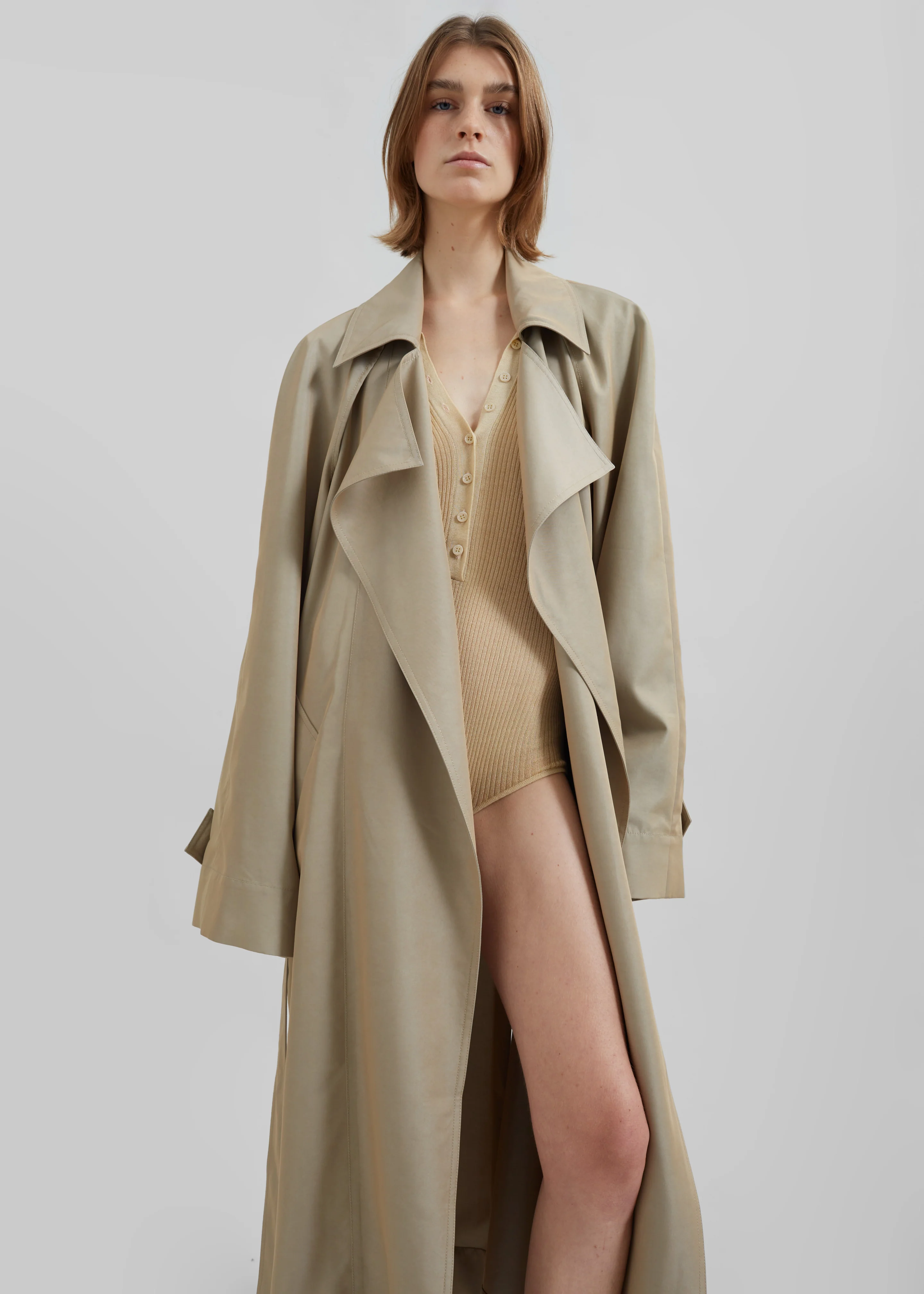 Astoria Cut-Out Raglan Sleeve Trench Coat - Beige - Image 7