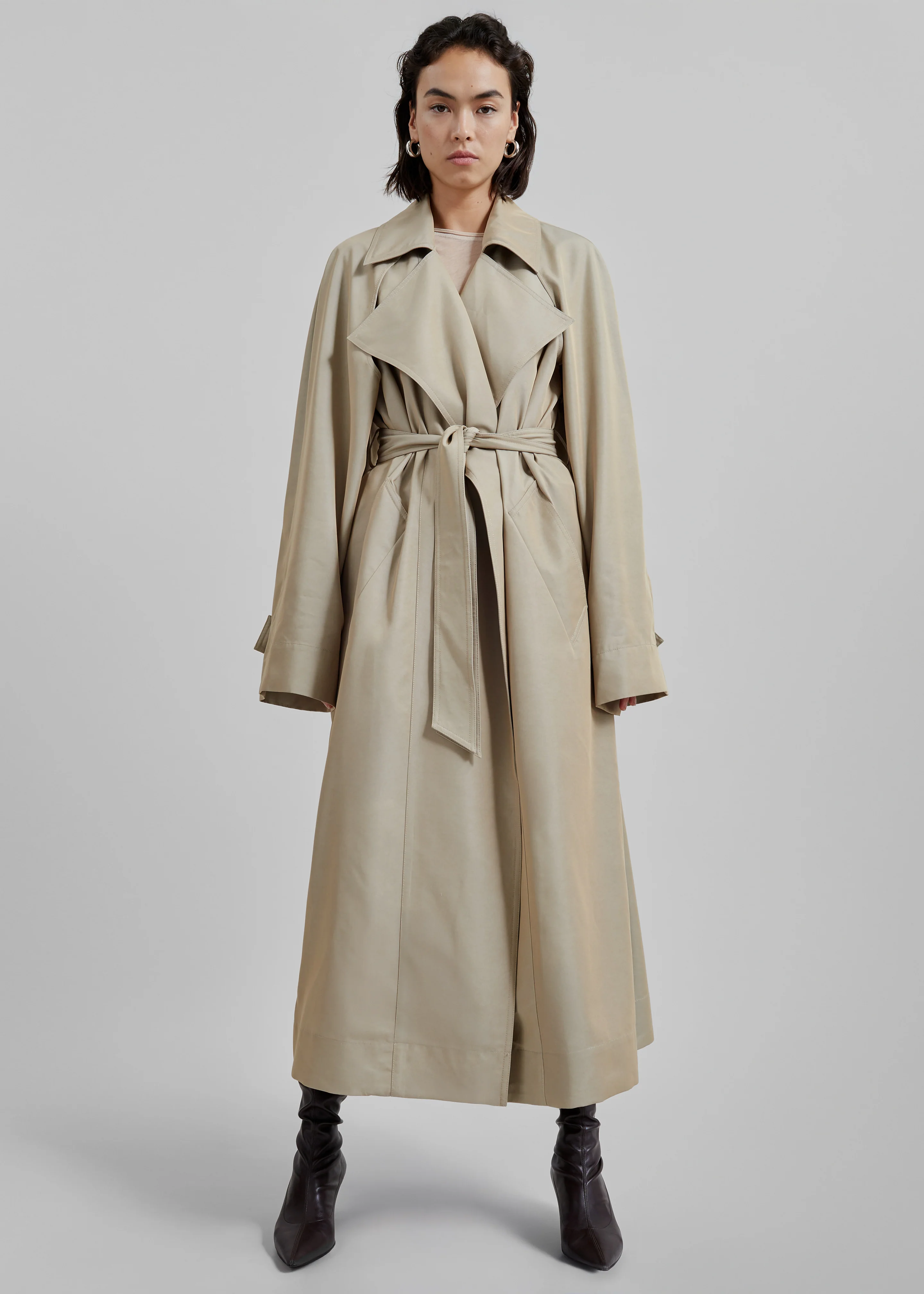 Astoria Cut-Out Raglan Sleeve Trench Coat - Beige - Image 8