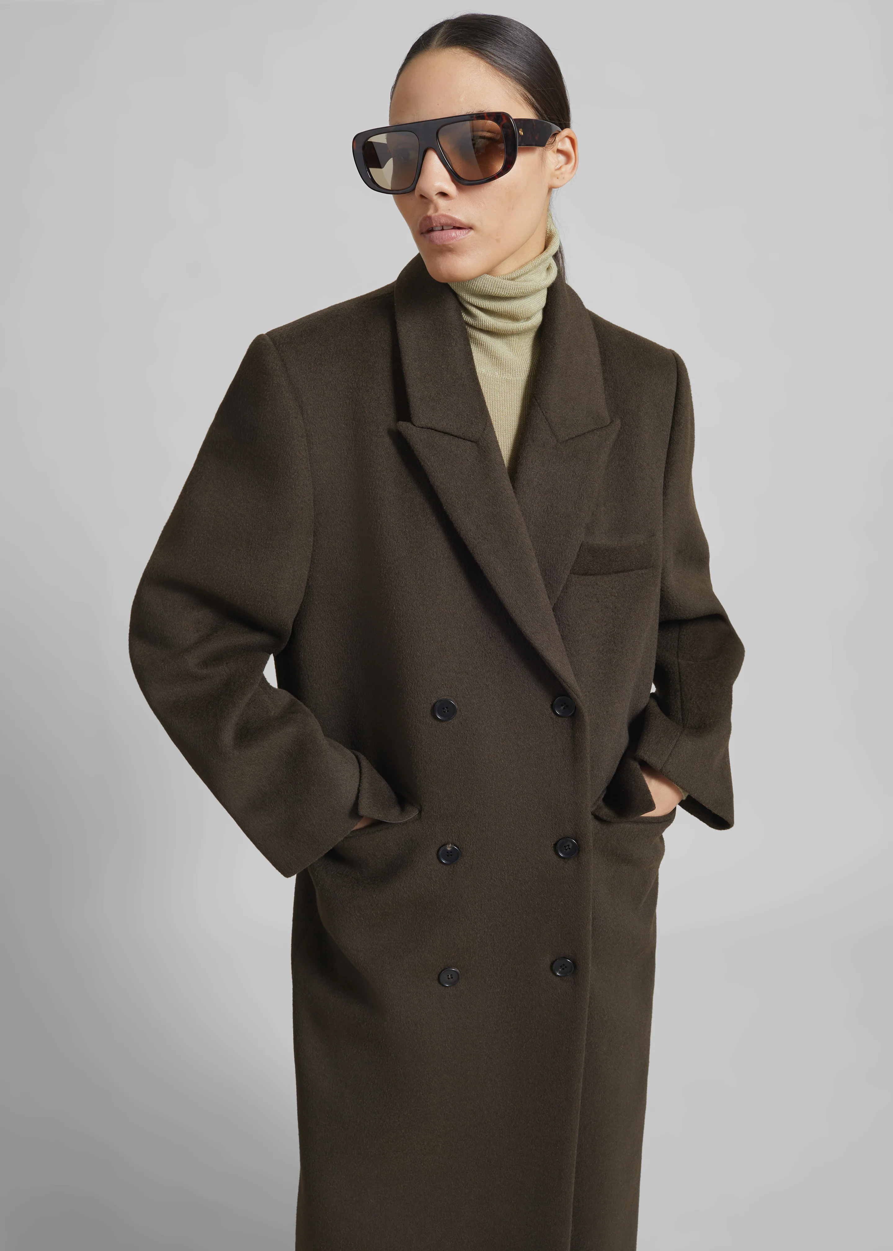 Atlin Wool Double-Breasted Coat - Brown - Image 2