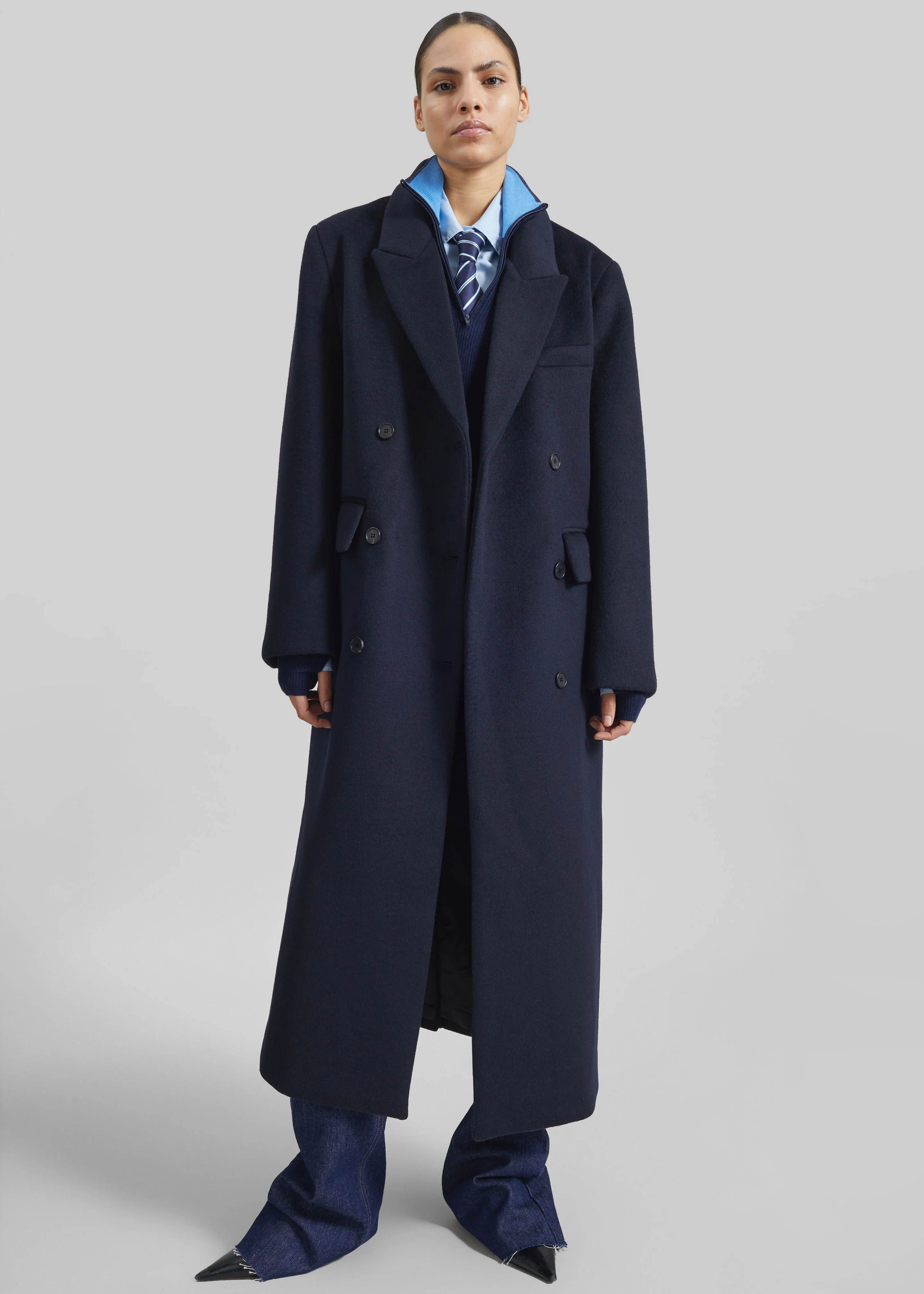 Atlin Wool Double-Breasted Coat - Dark Navy - Image 2