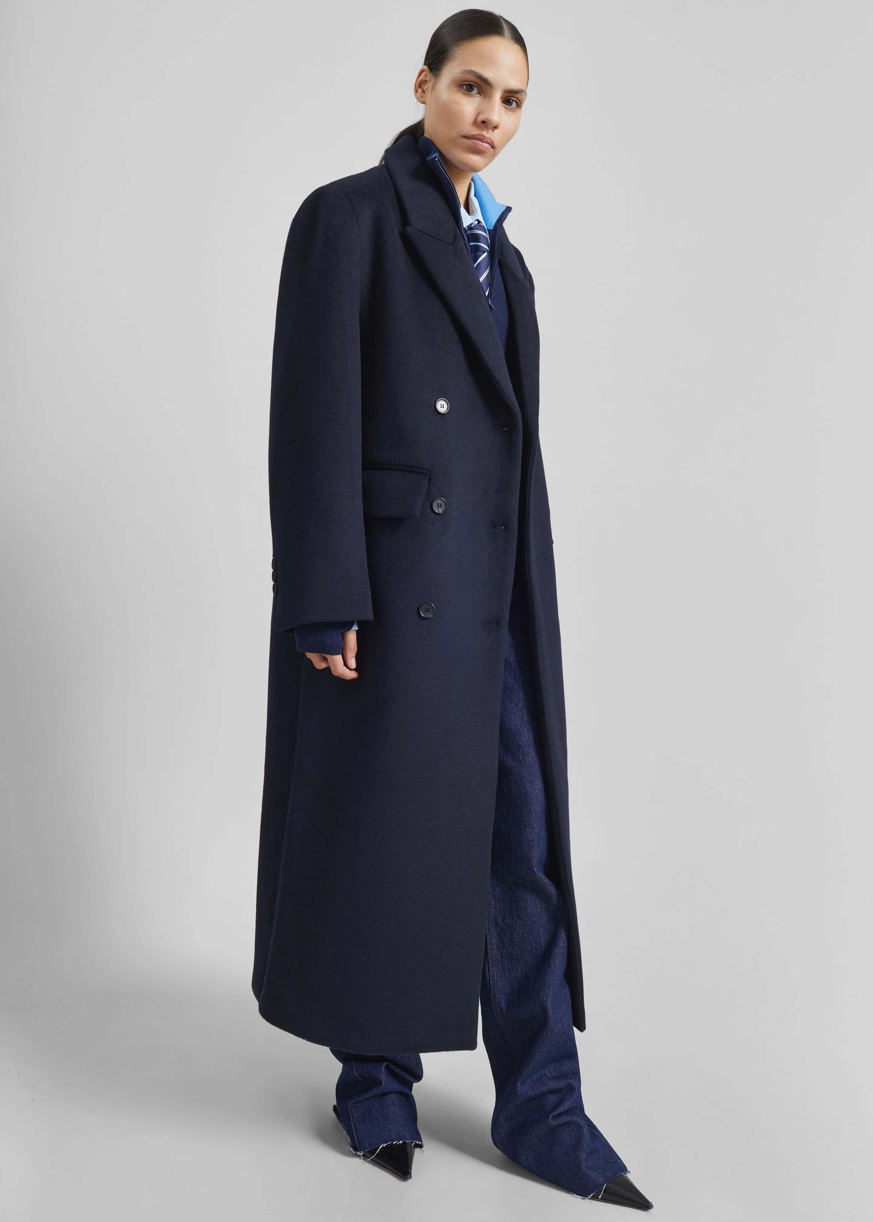 Atlin Wool Double-Breasted Coat - Dark Navy - Image 4