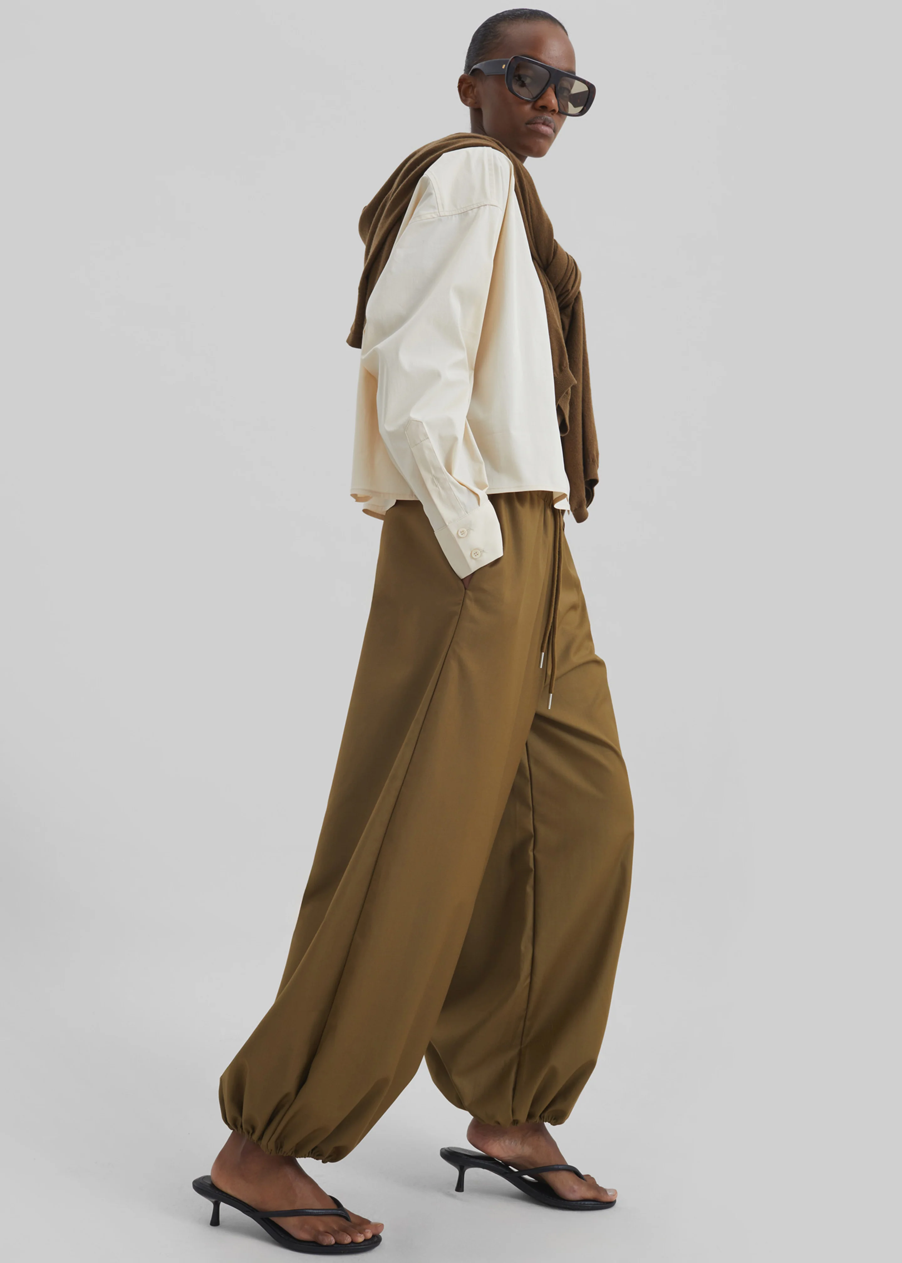 Aubray Balloon Pants - Olive Brown - Image 2