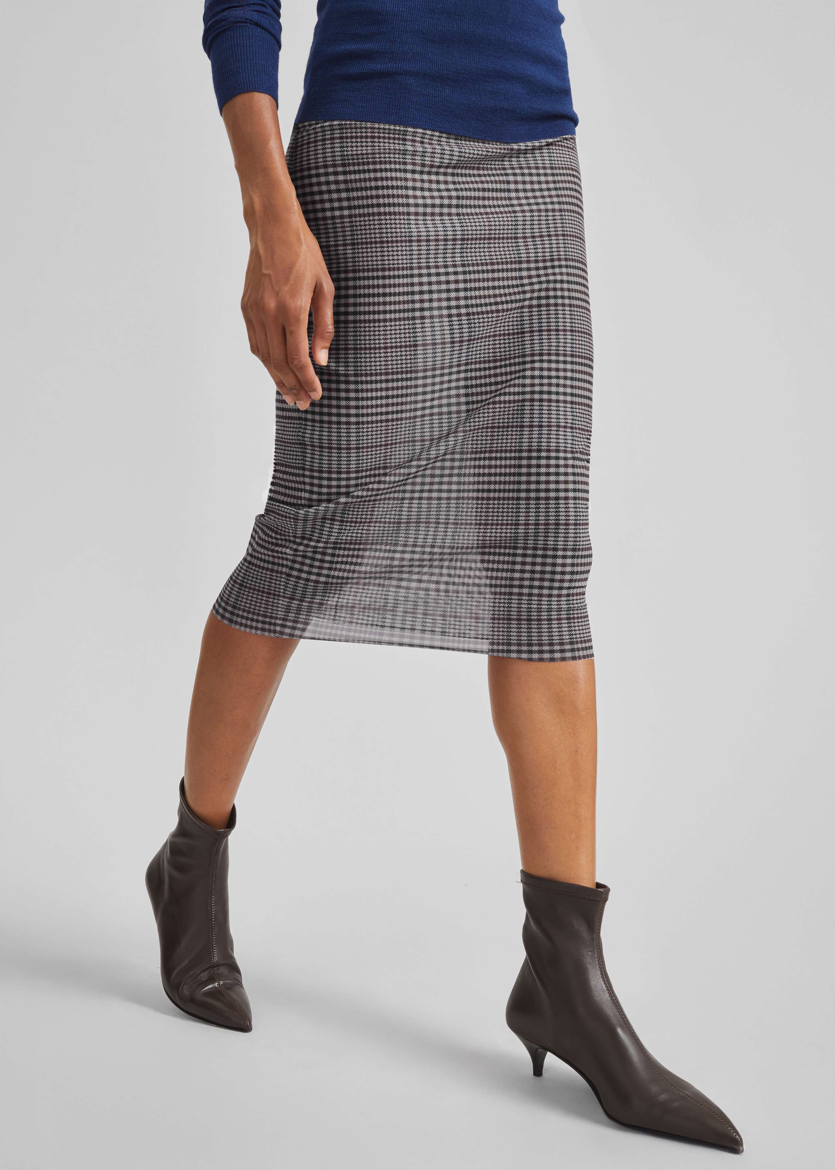 Aurora Sheer Mesh Skirt - Beige Glen Plaid - Image 6