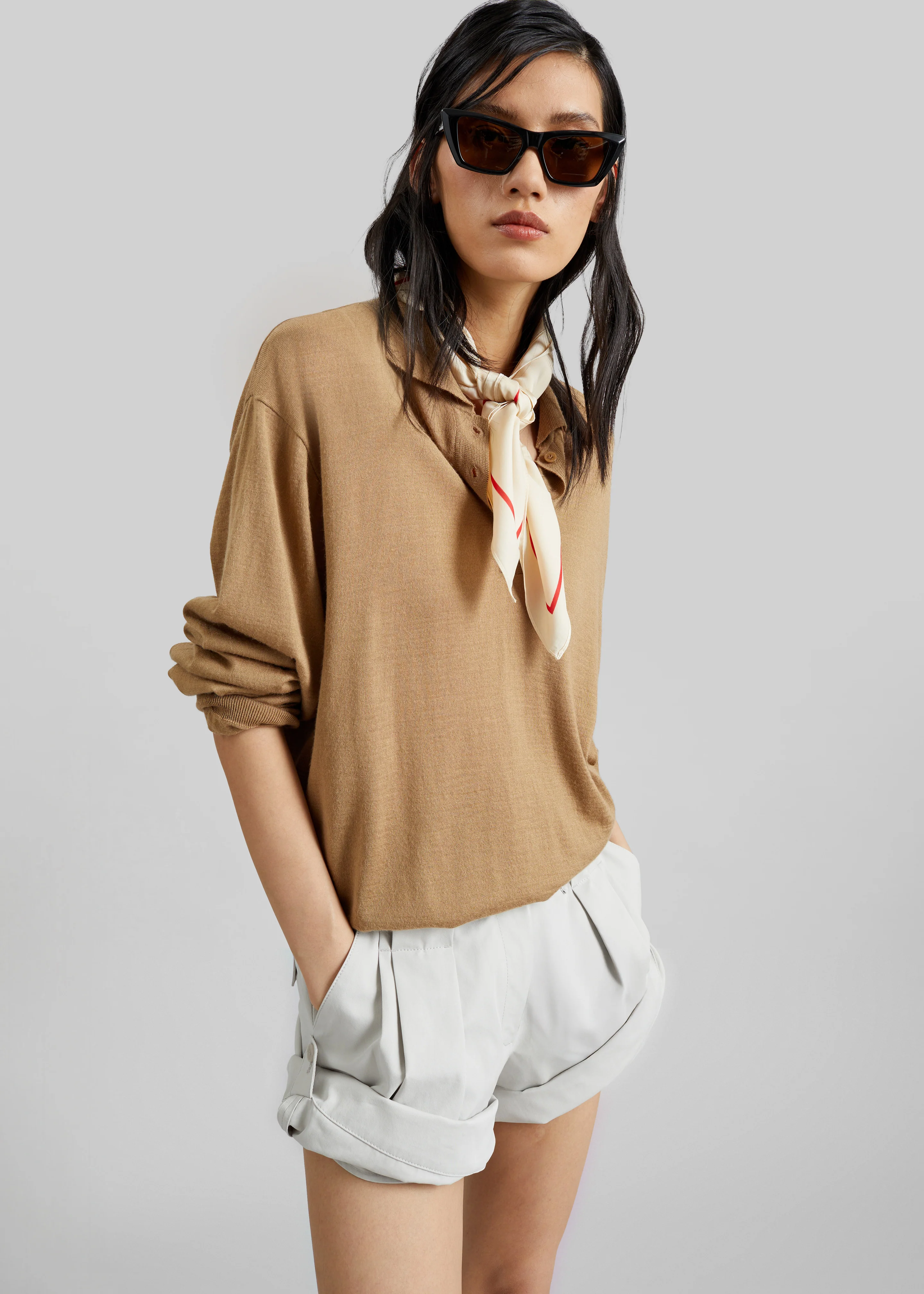 Avallon Padded Knit Polo - Camel - Image 2