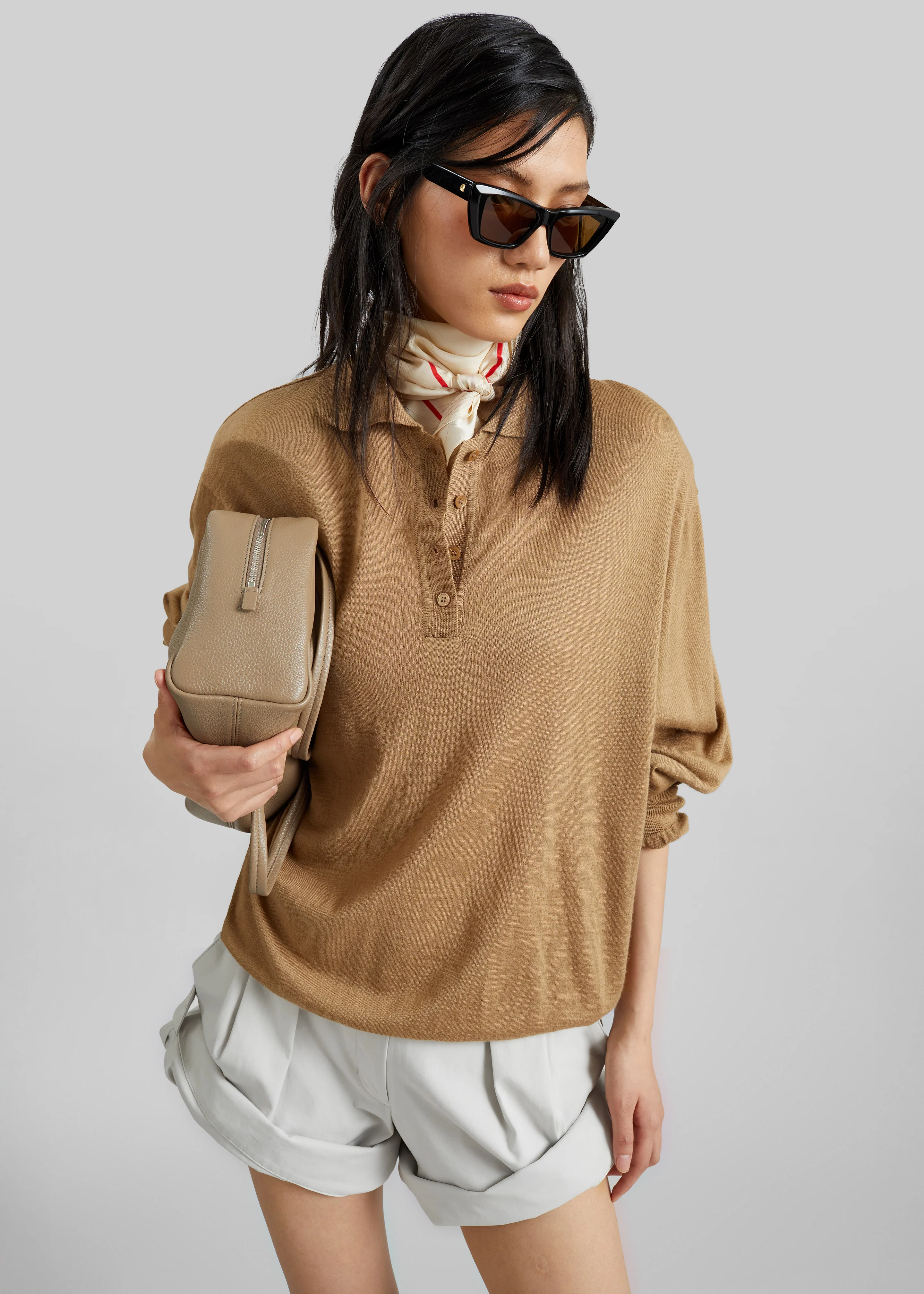 Avallon Padded Knit Polo - Camel - Image 7