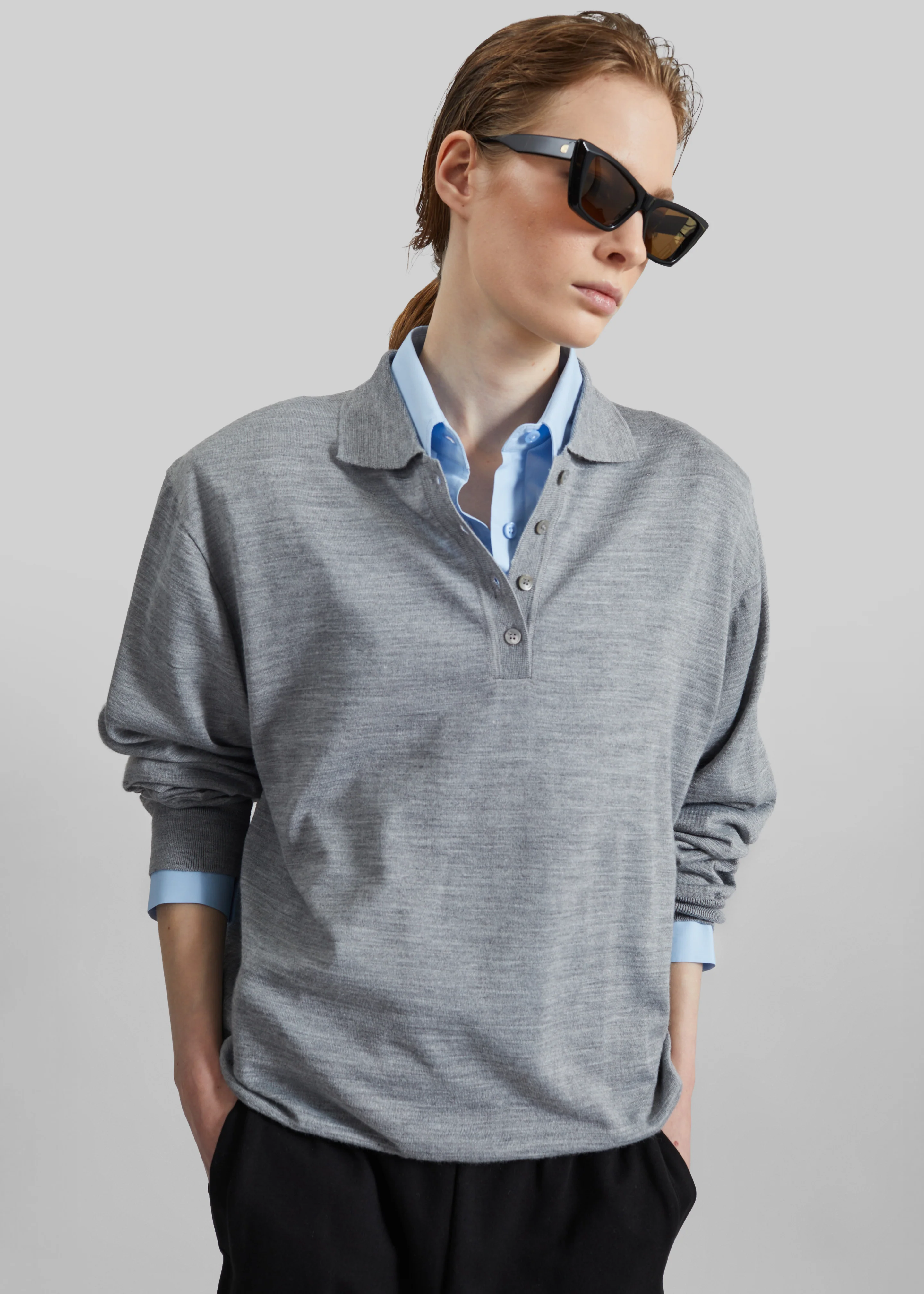 Avallon Padded Knit Polo - Grey - Image 2