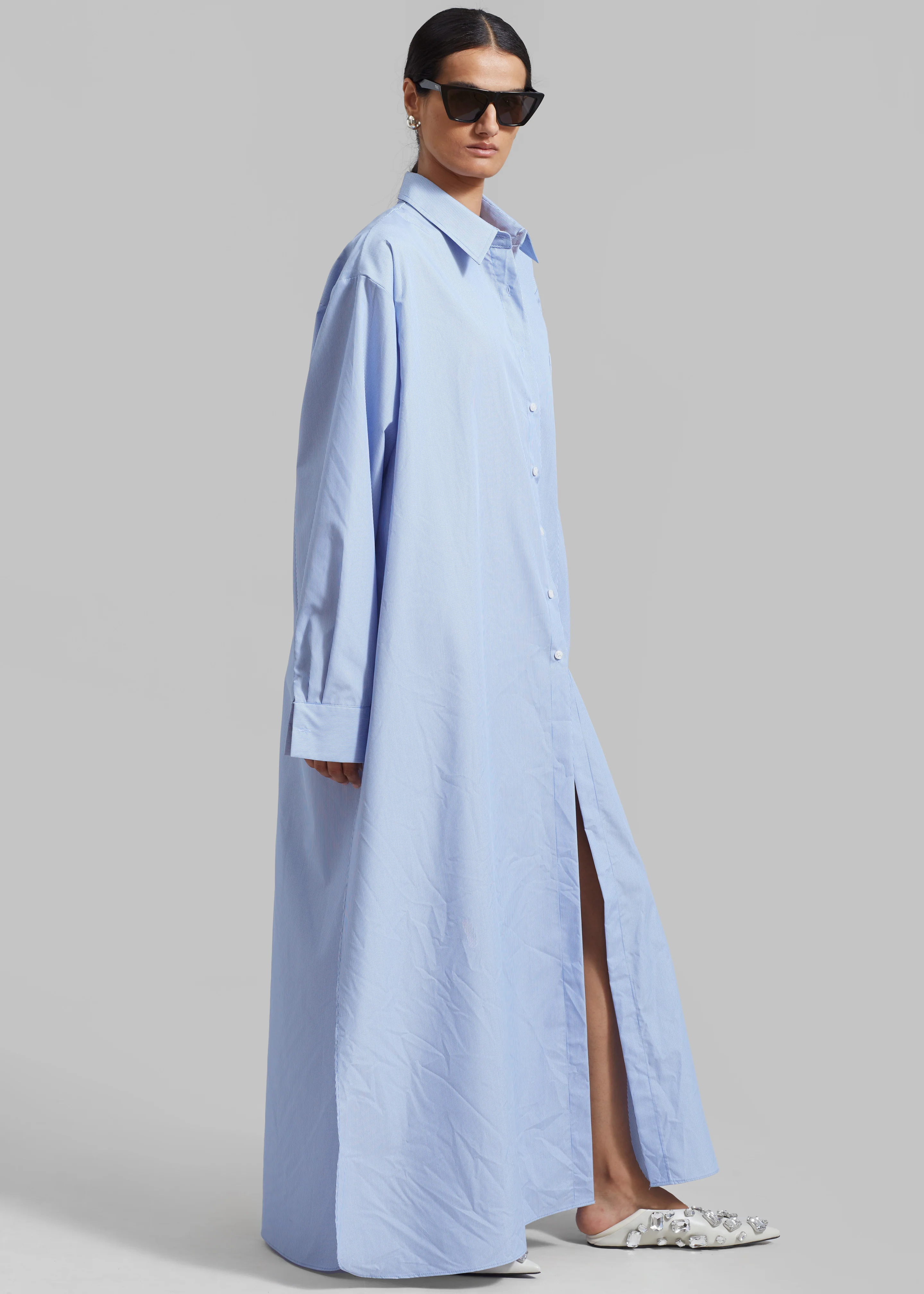 Avery Shirt Dress - Blue Stripe - Image 6