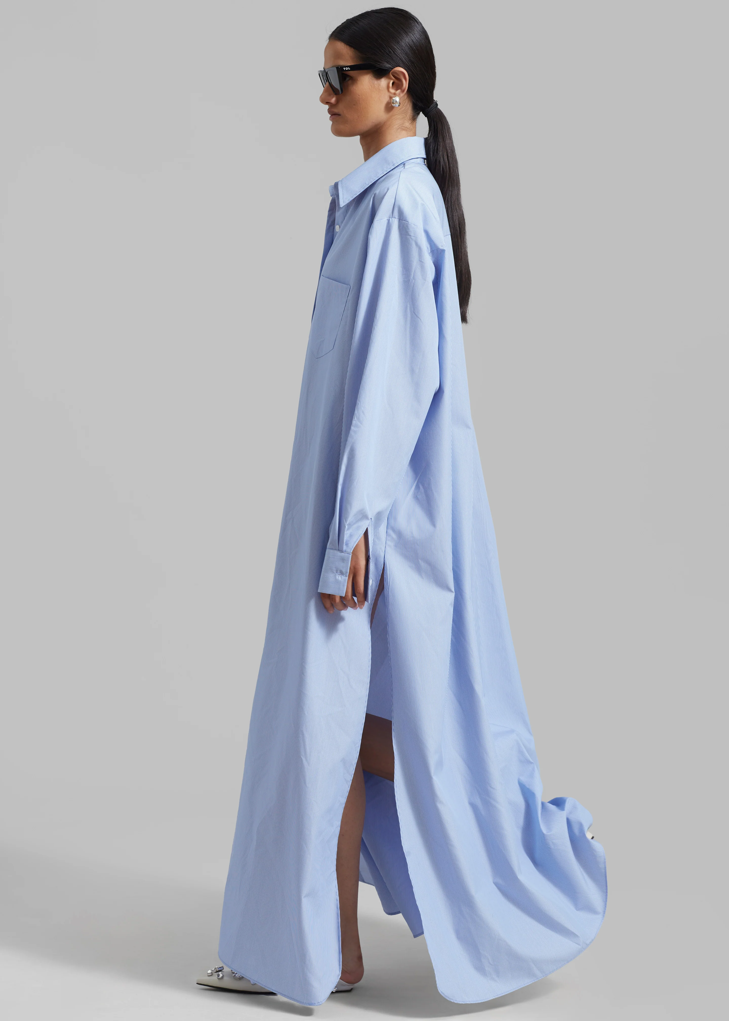 Avery Shirt Dress - Blue Stripe - Image 7