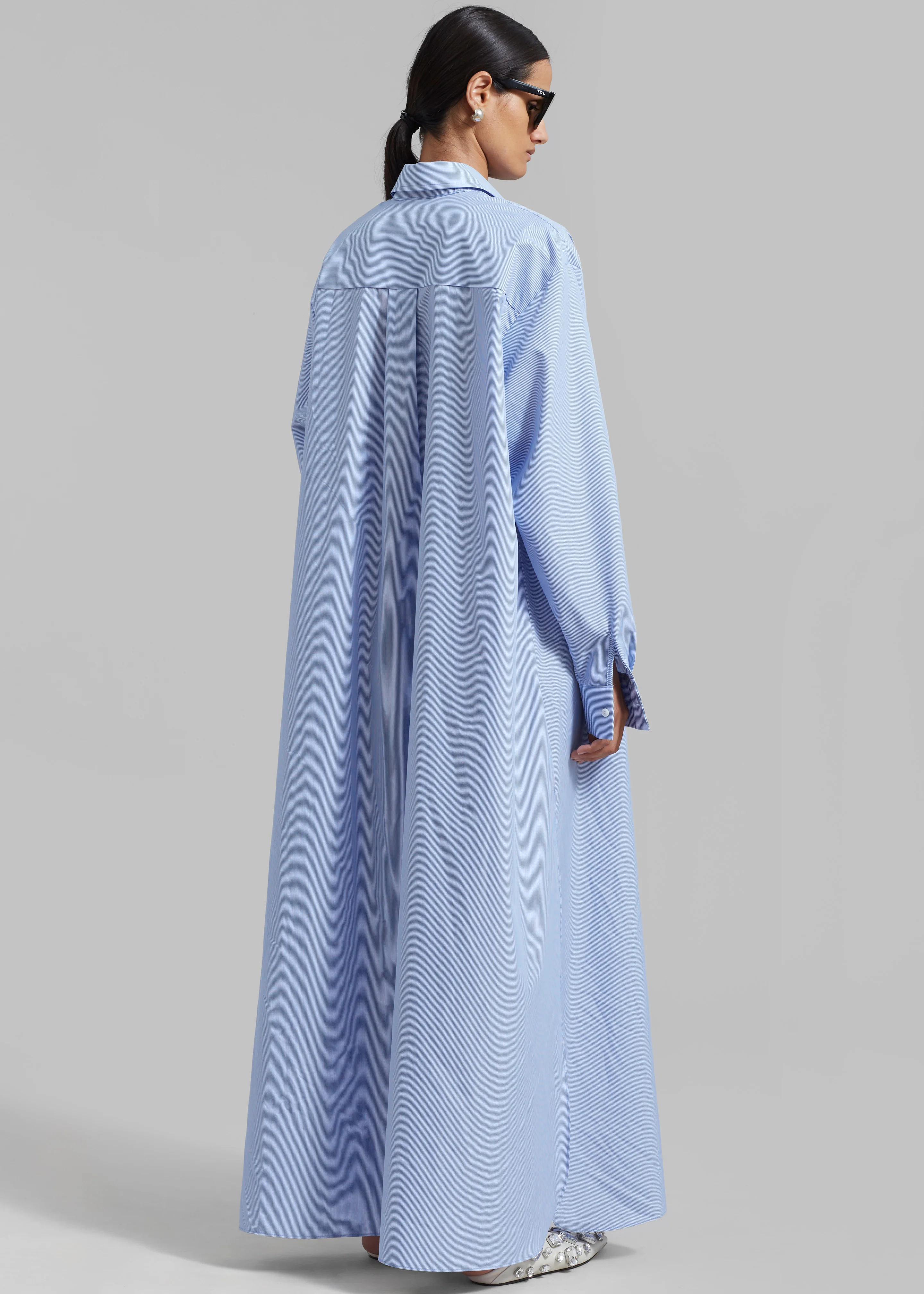 Avery Shirt Dress - Blue Stripe - Image 9