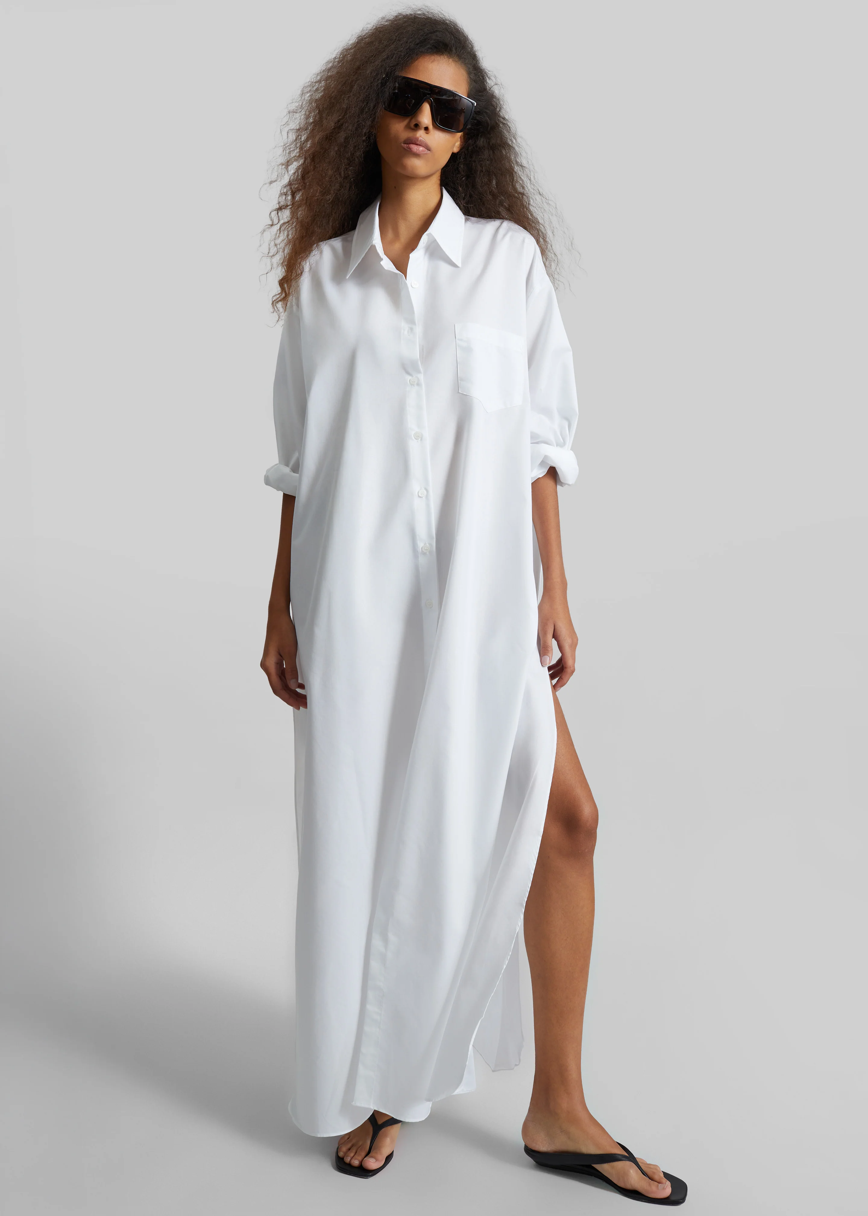 Avery Shirt Dress - White - Image 5
