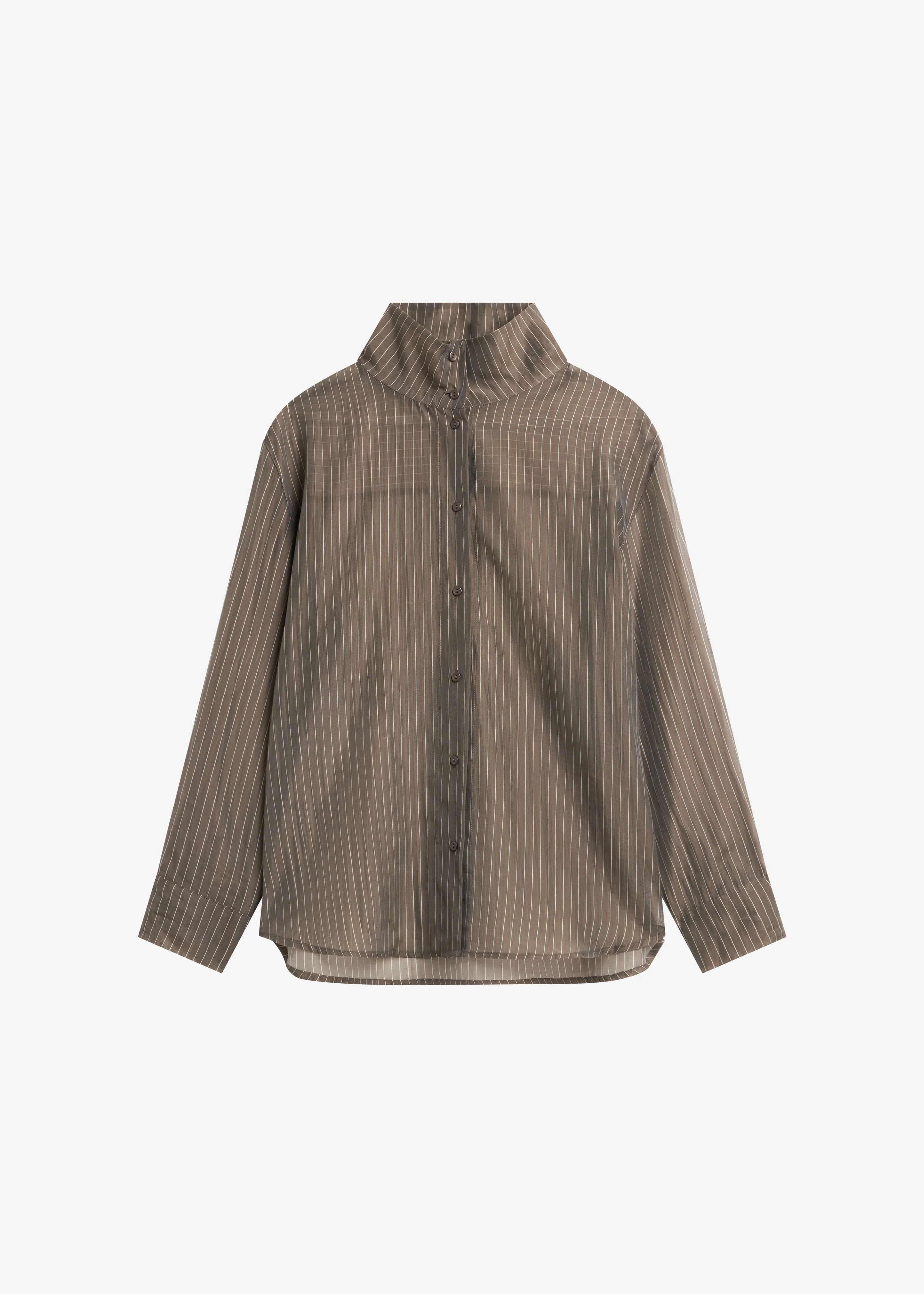 Avila Sheer Fluid Shirt - Brown/White Stripe - Image 9