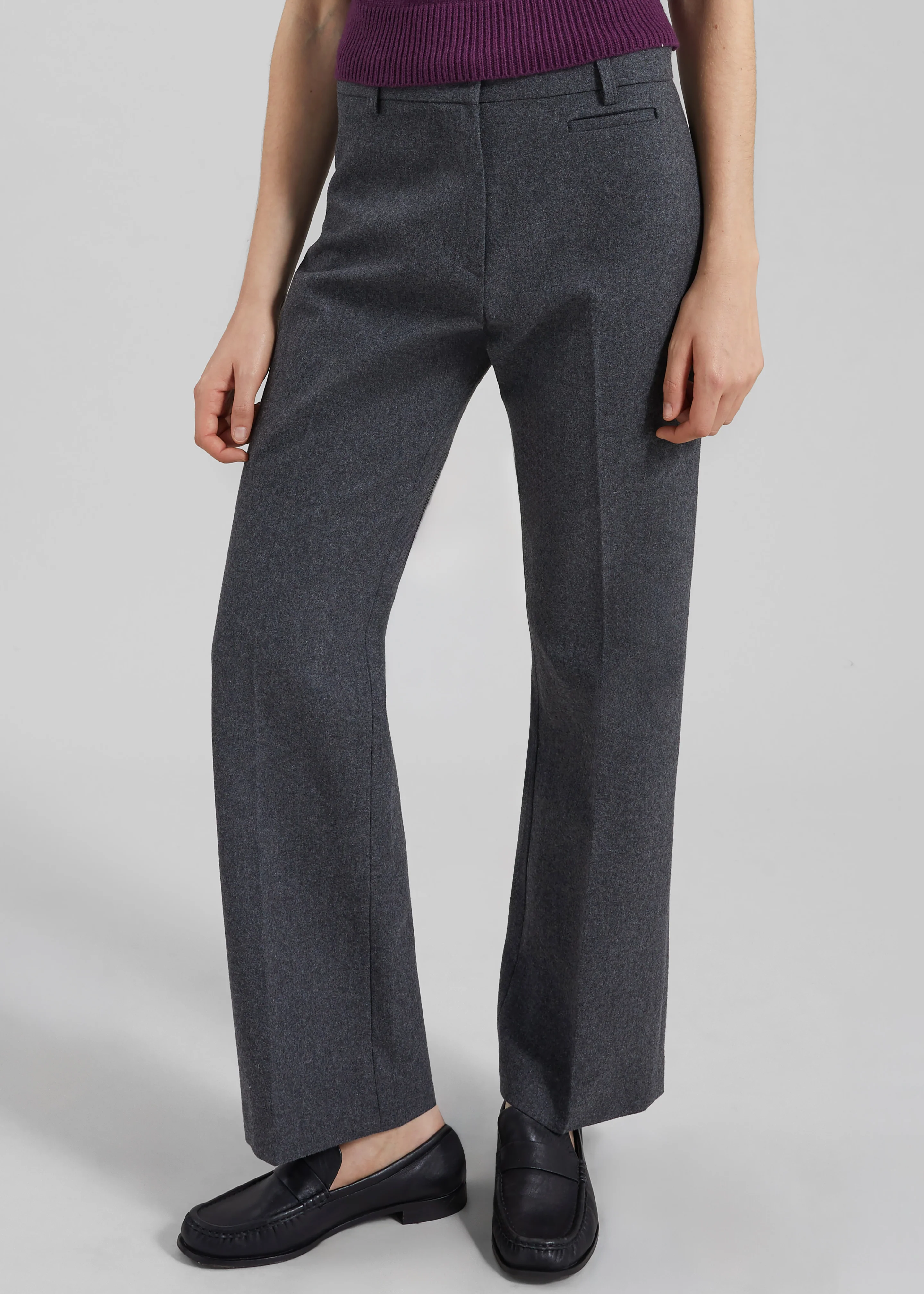 Avize Wool Straight Trousers - Dark Grey - Image 2