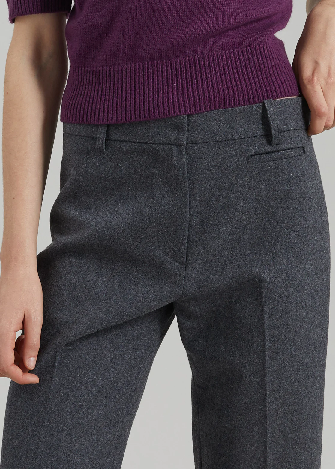 Avize Wool Straight Trousers - Dark Grey - Image 3