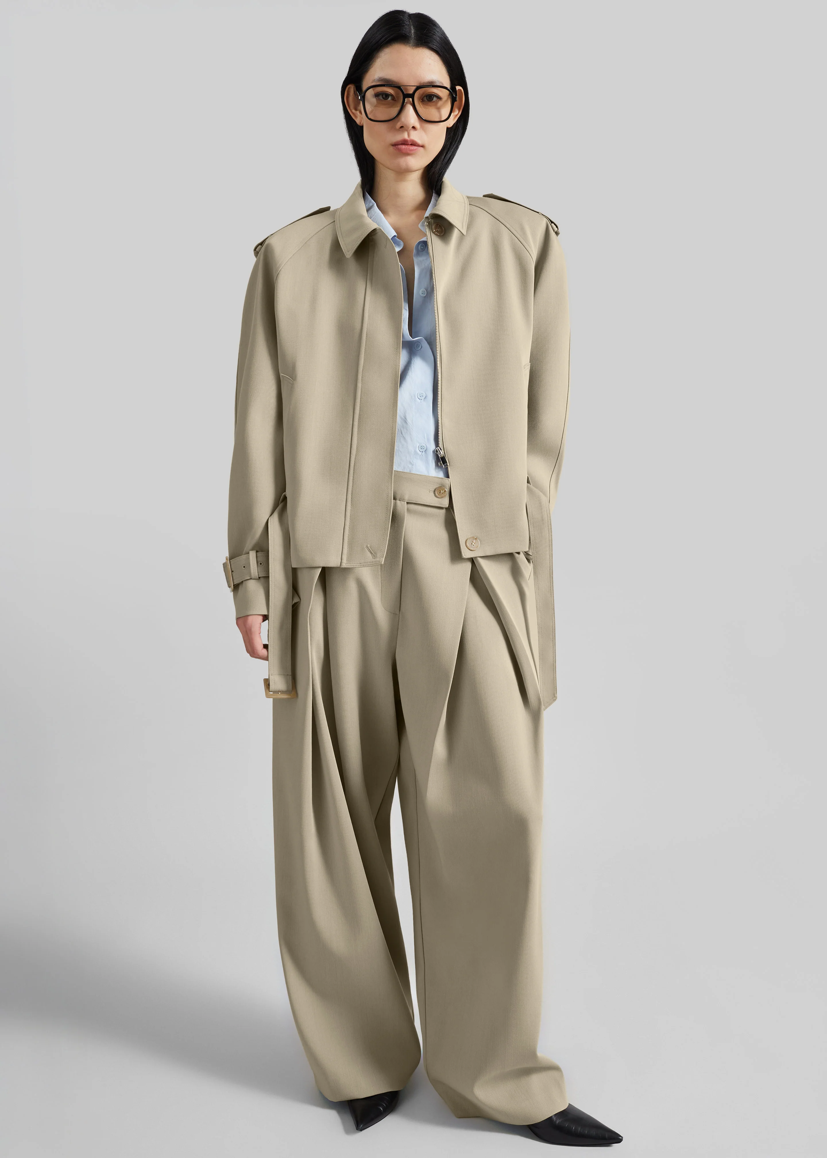 Avray Pleated Trousers - Beige - Image 2
