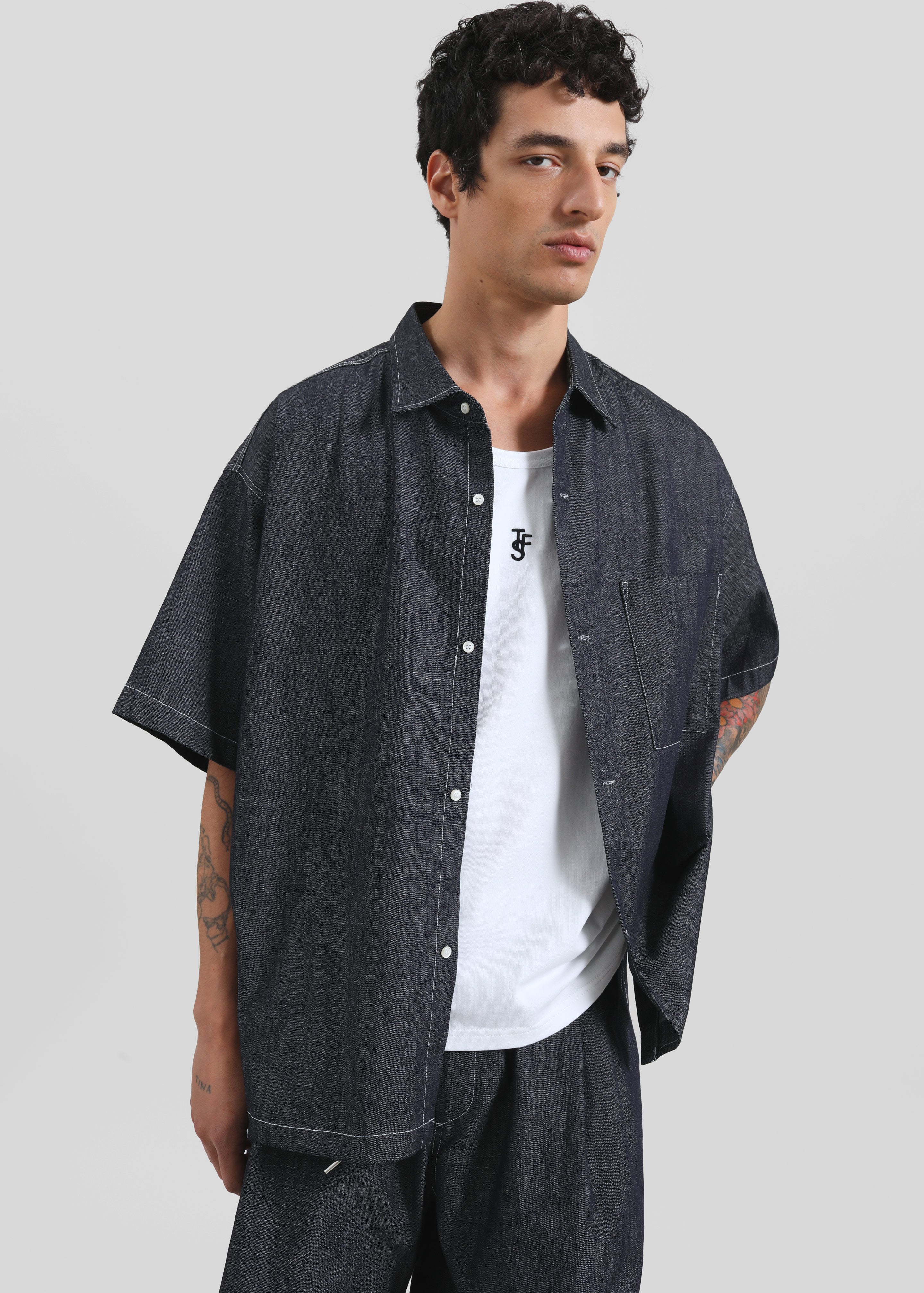 Axton Denim Shirt - Dark Wash - Image 2