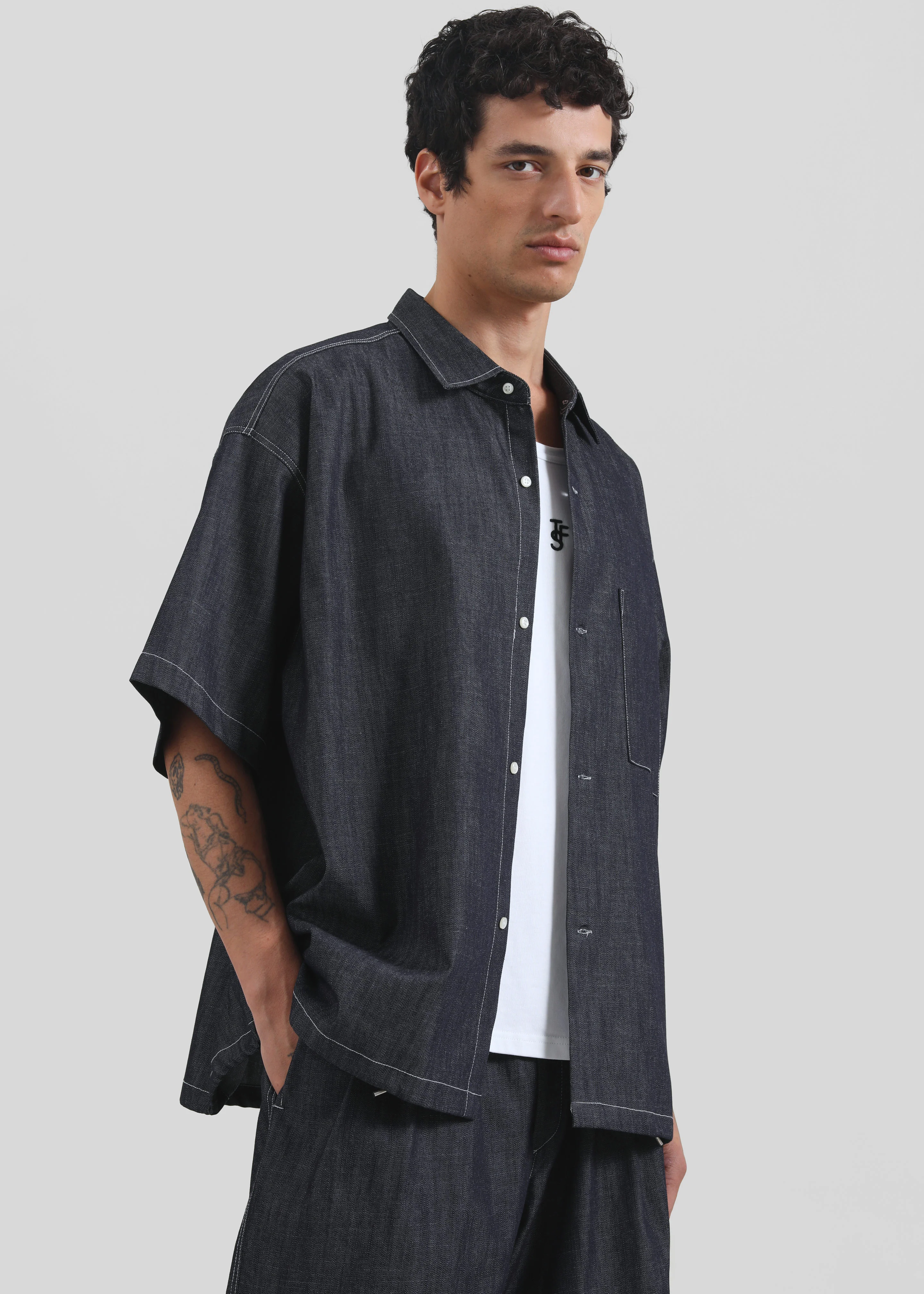 Axton Denim Shirt - Dark Wash - Image 5