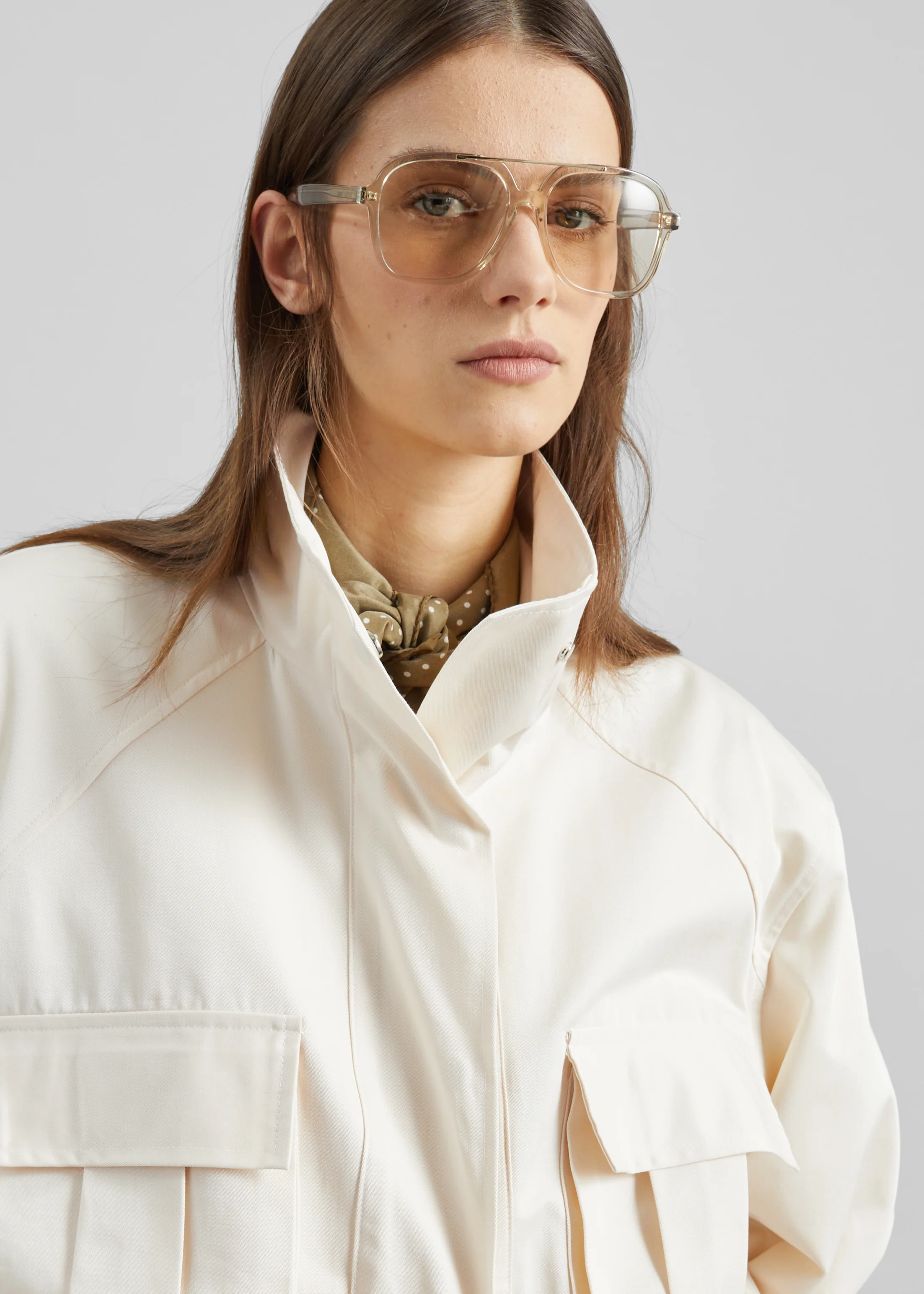 Bailly Padded Utility Jacket - Cream - Image 6