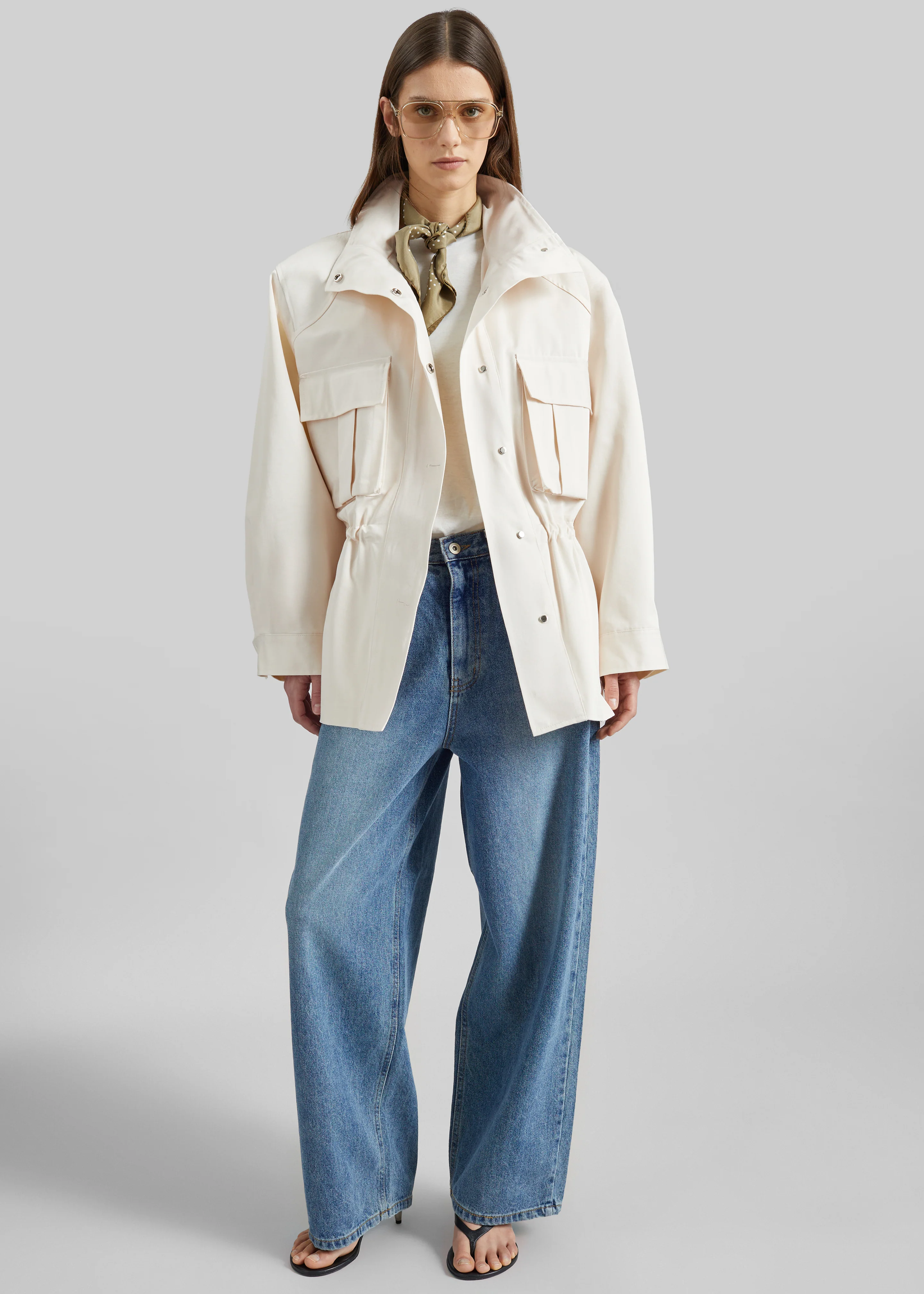 Bailly Padded Utility Jacket - Cream - Image 9