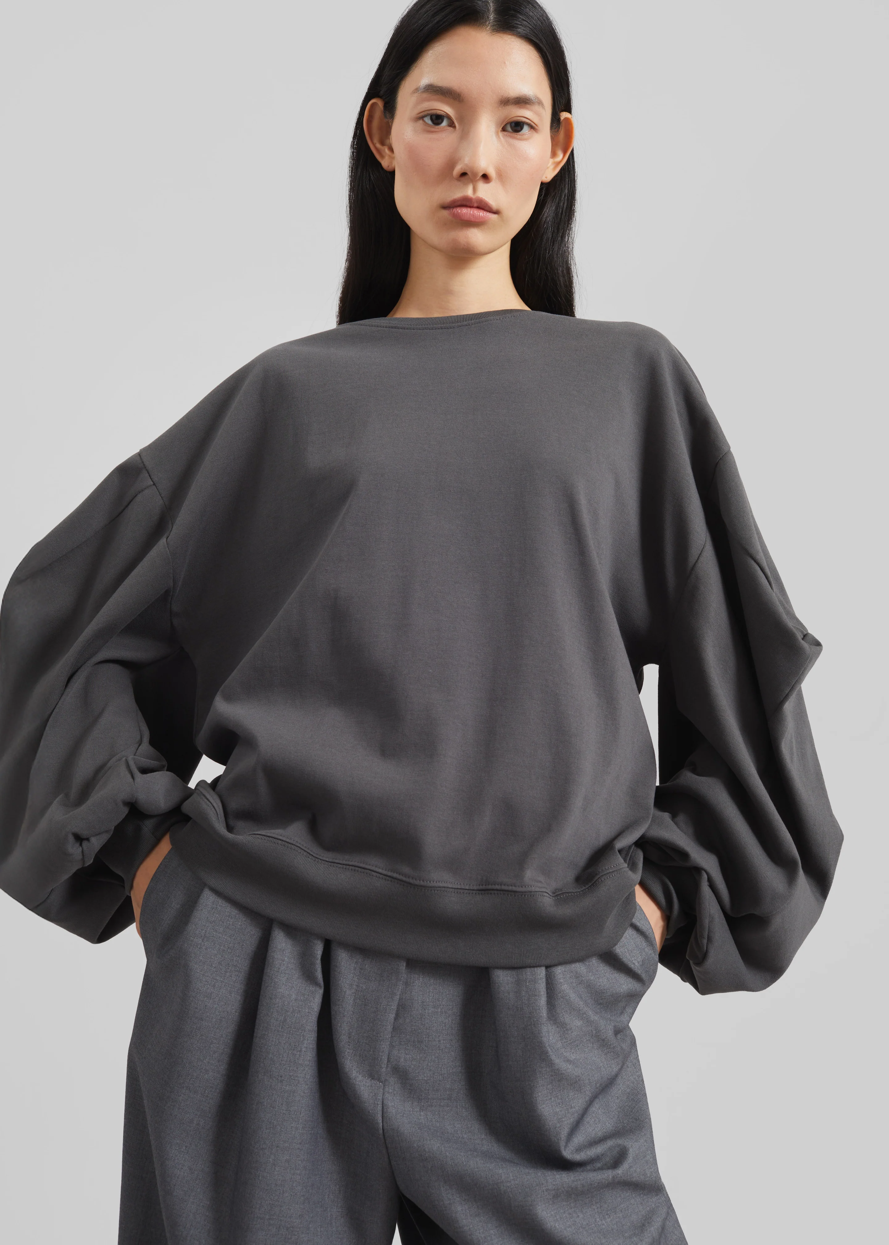 Balve Balloon Sleeve Sweatshirt - Grey - Image 4
