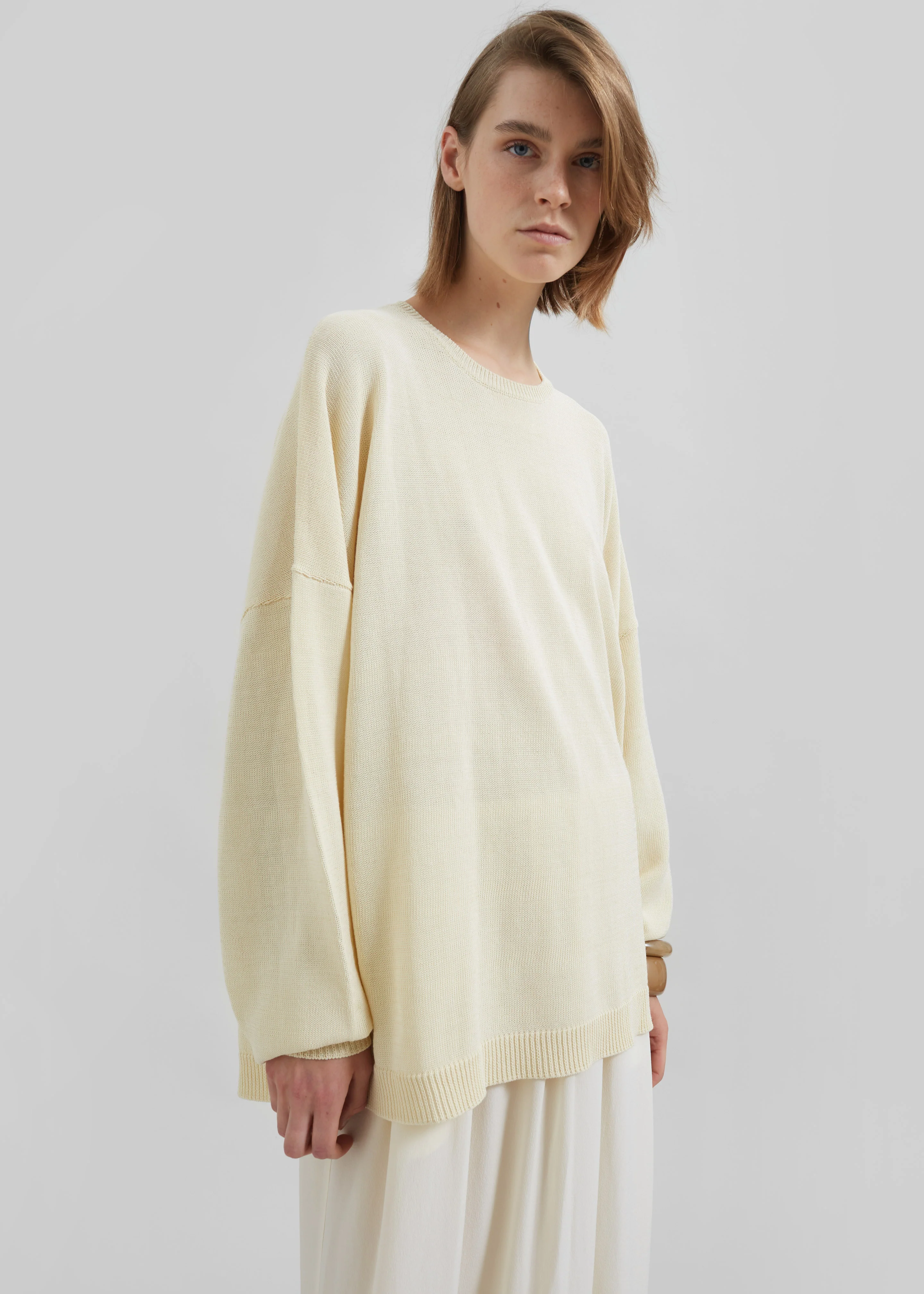 Basel Crew Neck Sweater - Pale Yellow - Image 2