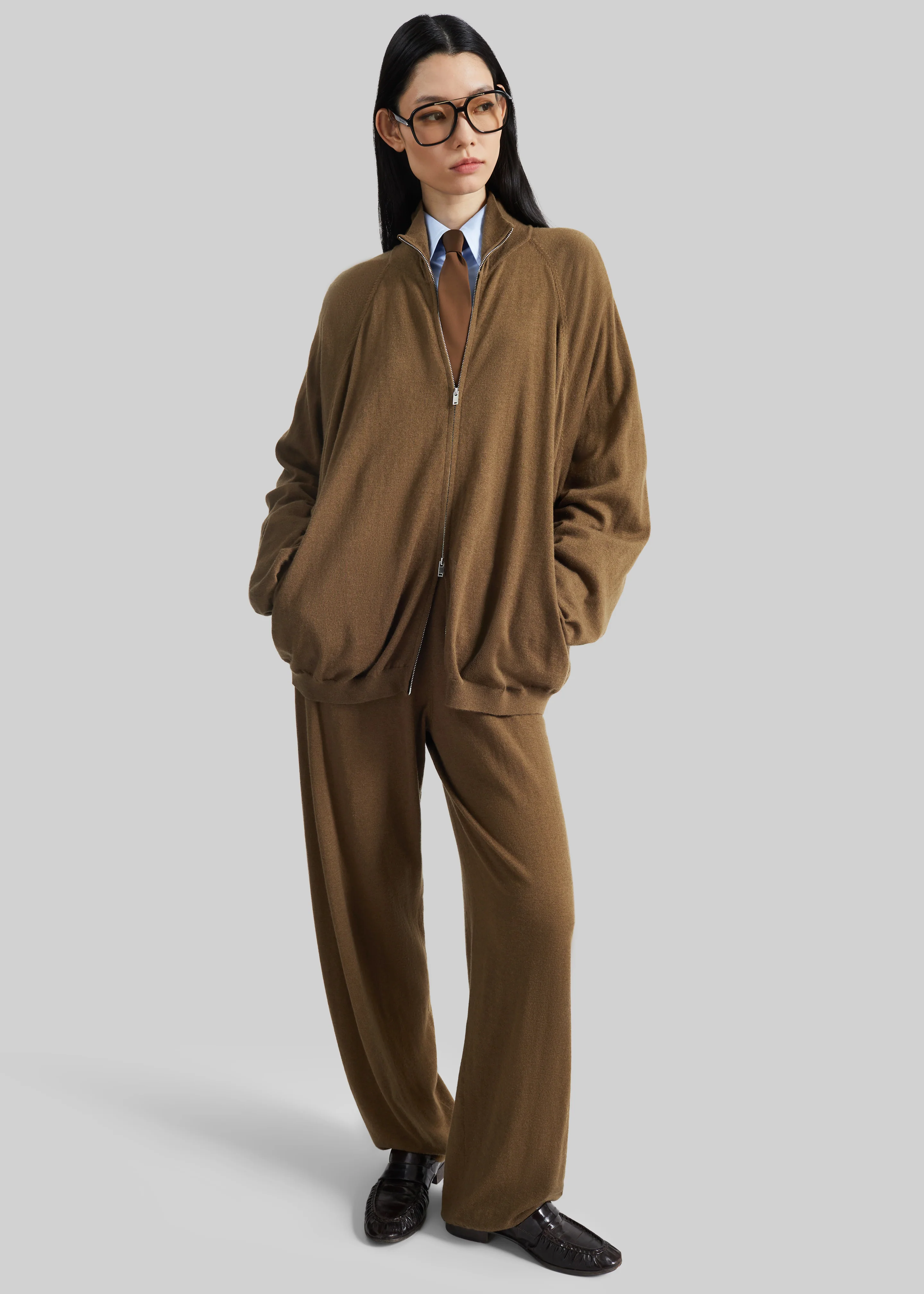 Baxe Knit Track Jacket - Dark Camel - Image 10