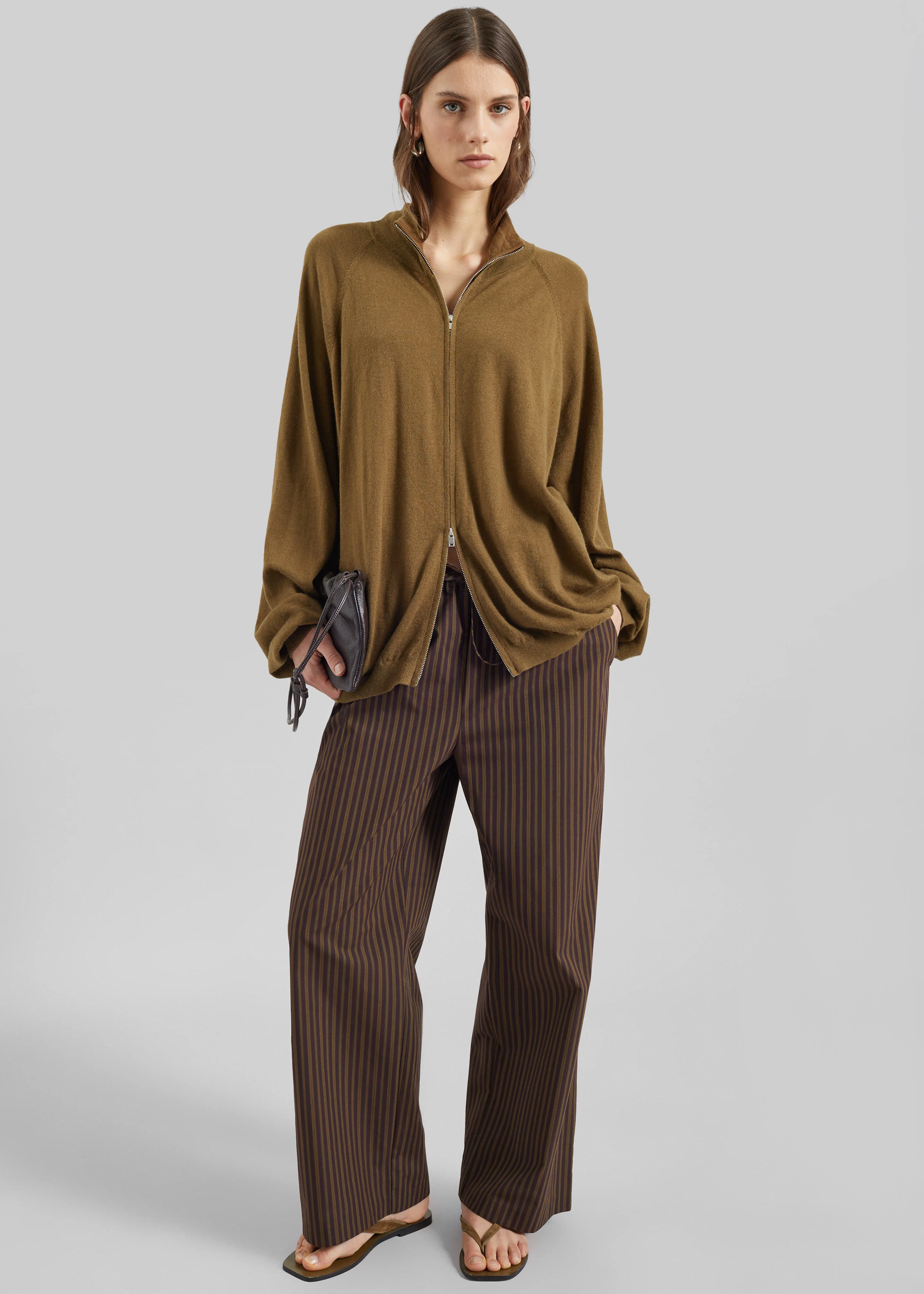 Baxe Knit Track Jacket - Dark Camel - Image 9