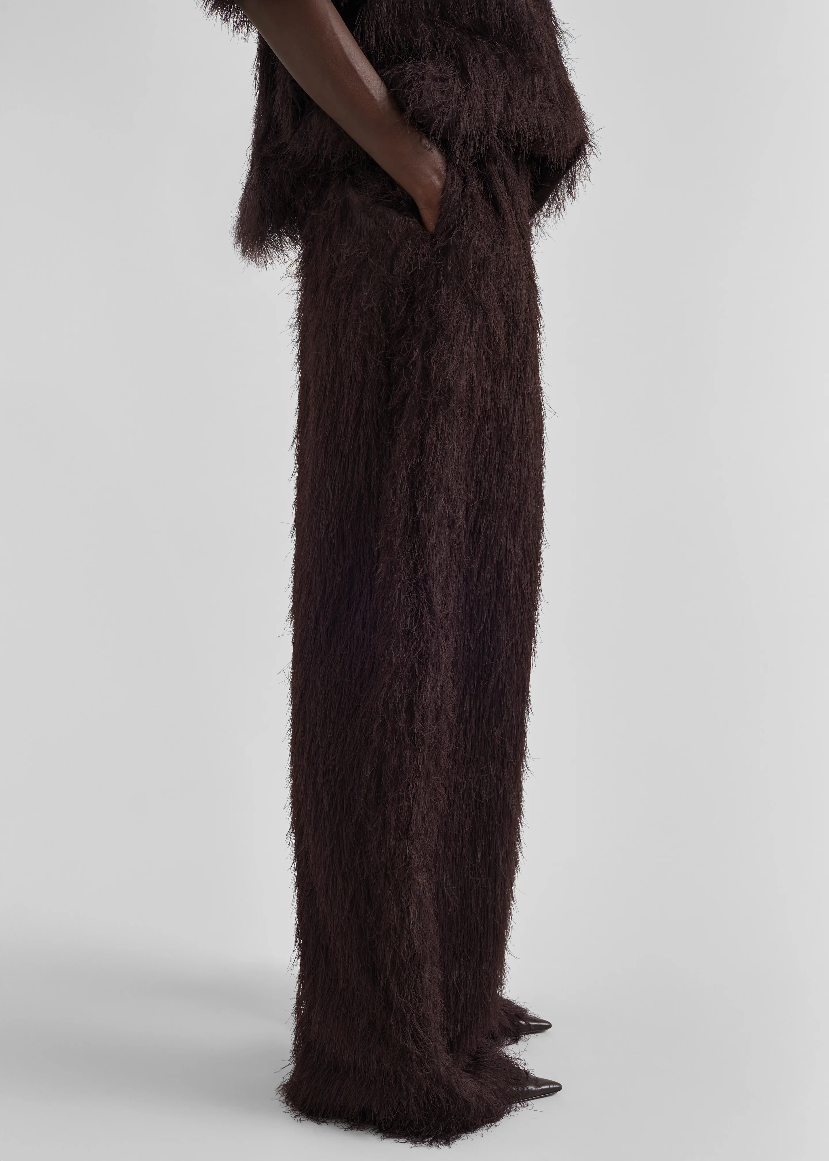 Baxter Fringed Track Pants - Dark Brown - Image 4