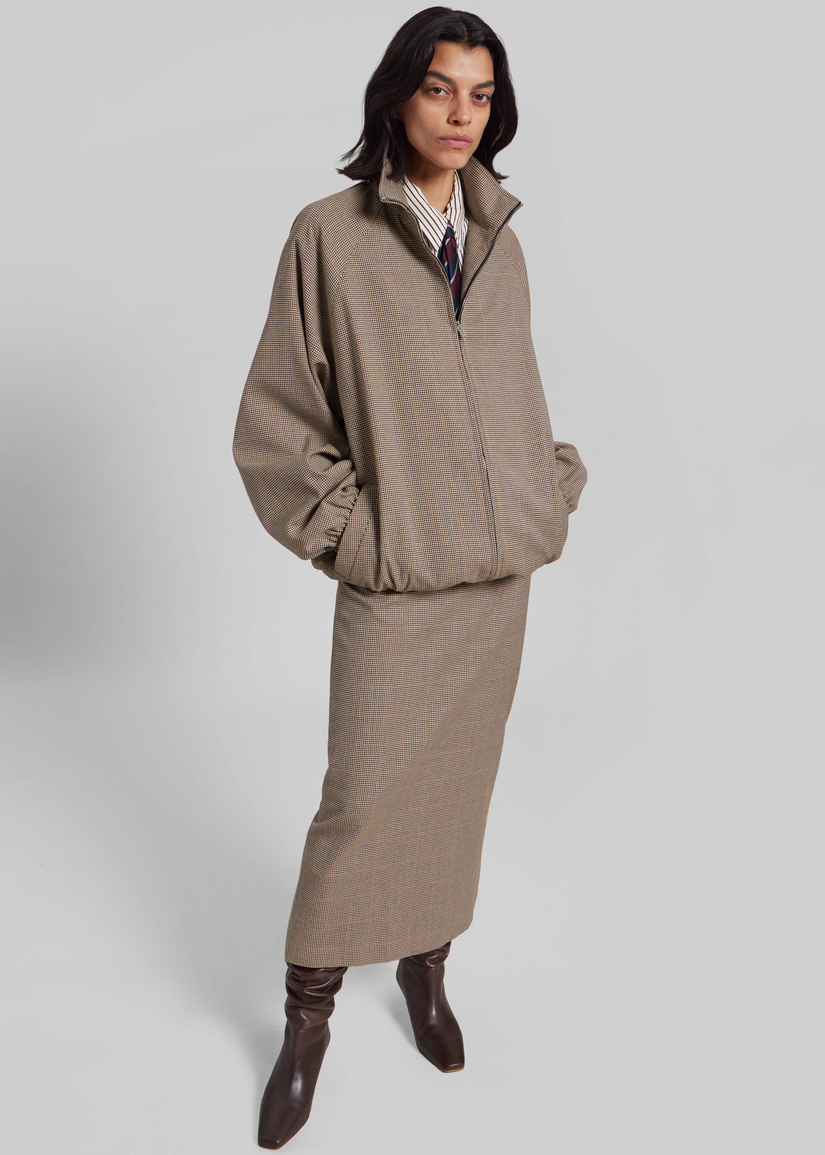 Baxter Houndstooth Track Jacket - Beige