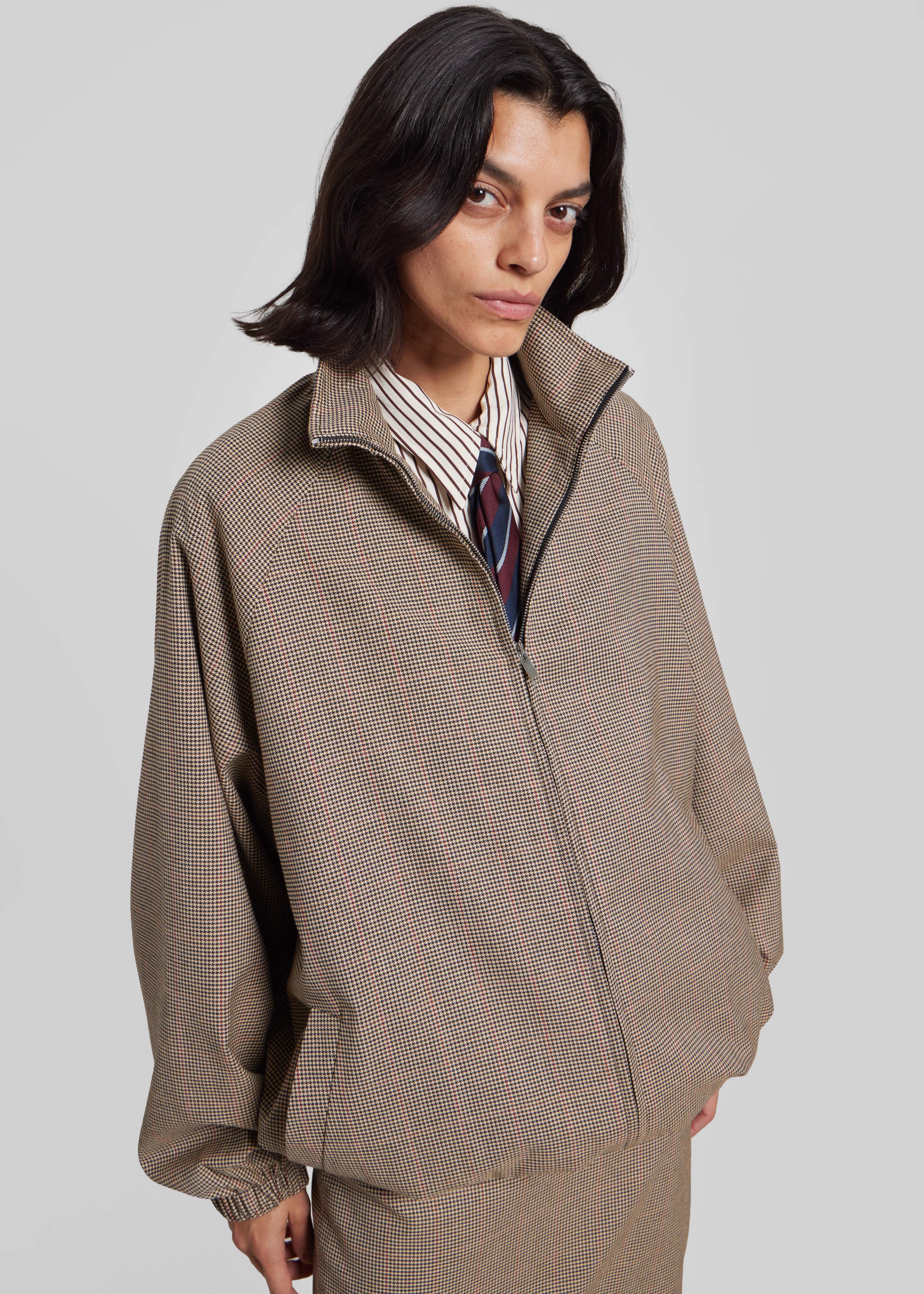 Baxter Houndstooth Track Jacket - Beige - Image 3