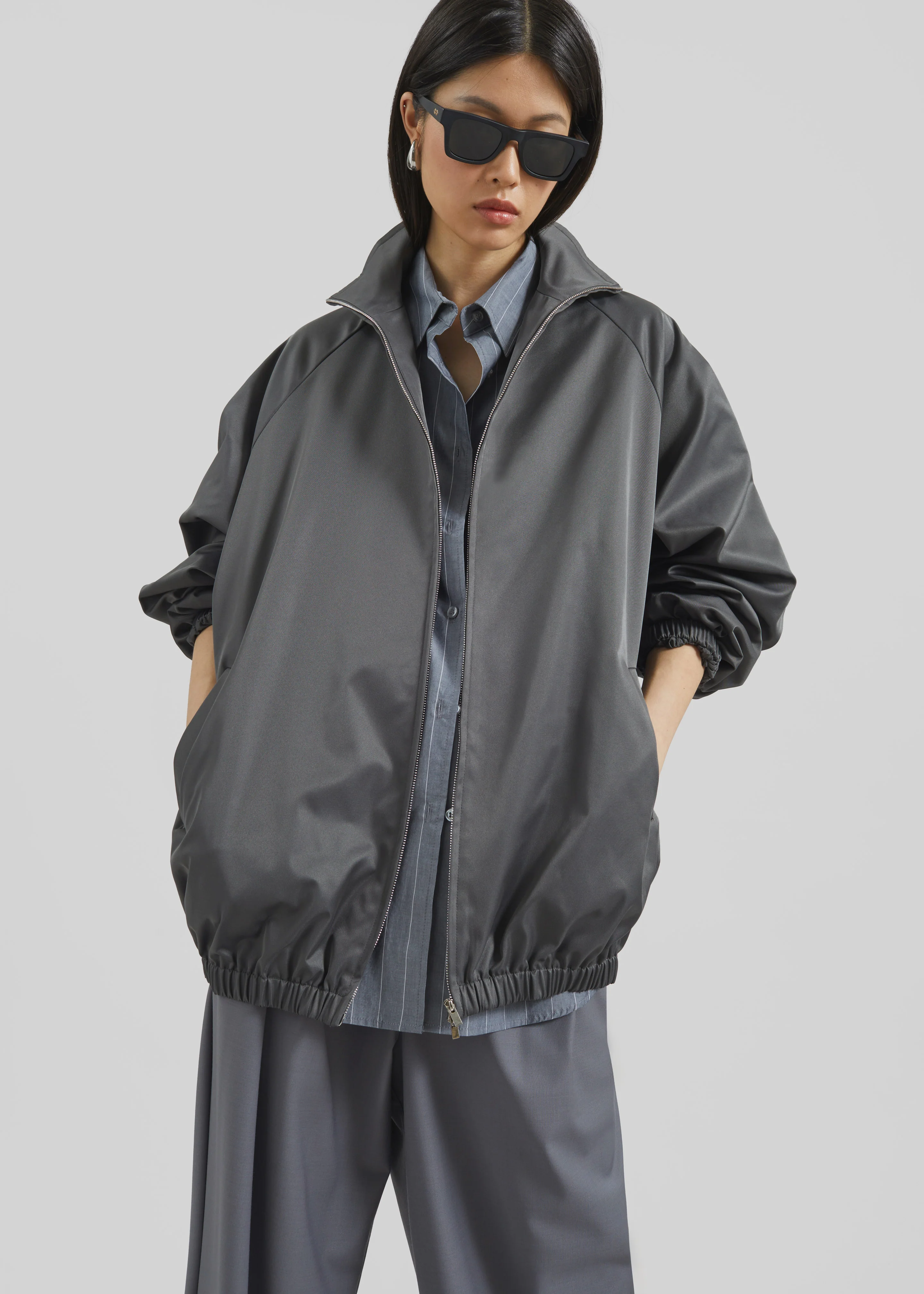 Baxter Lustrous Track Jacket - Grey - Image 2