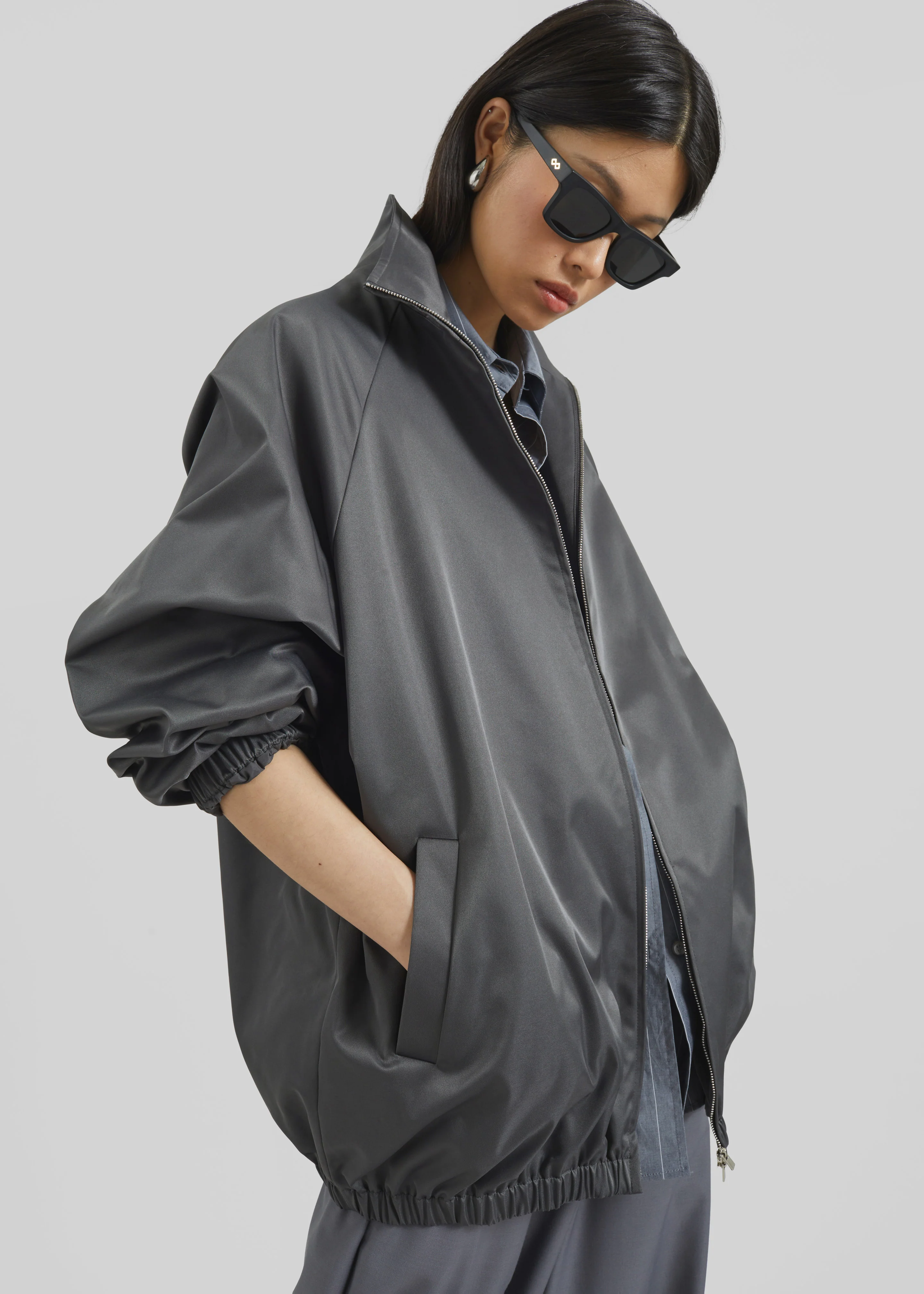 Baxter Lustrous Track Jacket - Grey - Image 6