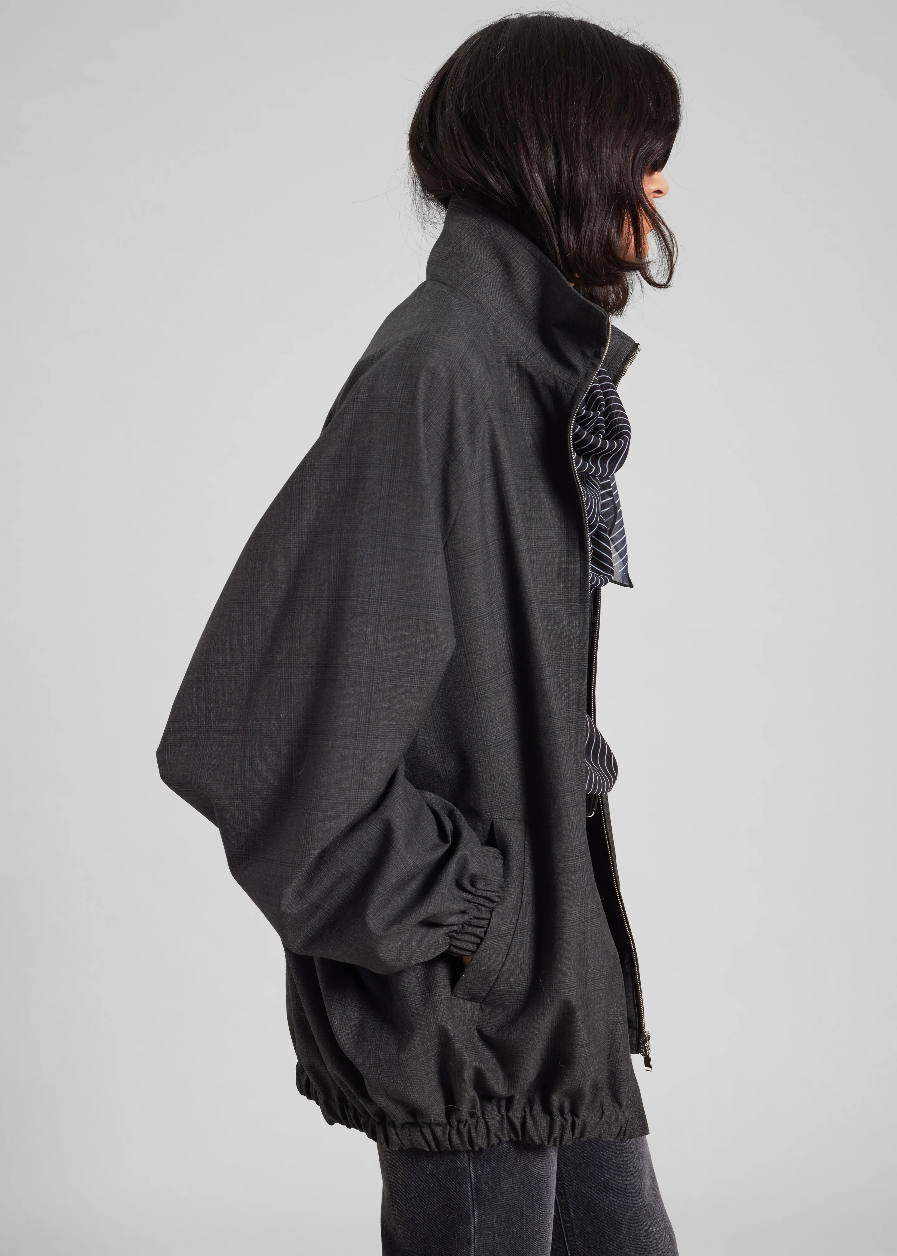 Baxter Plaid Track Jacket - Dark Grey - Image 5