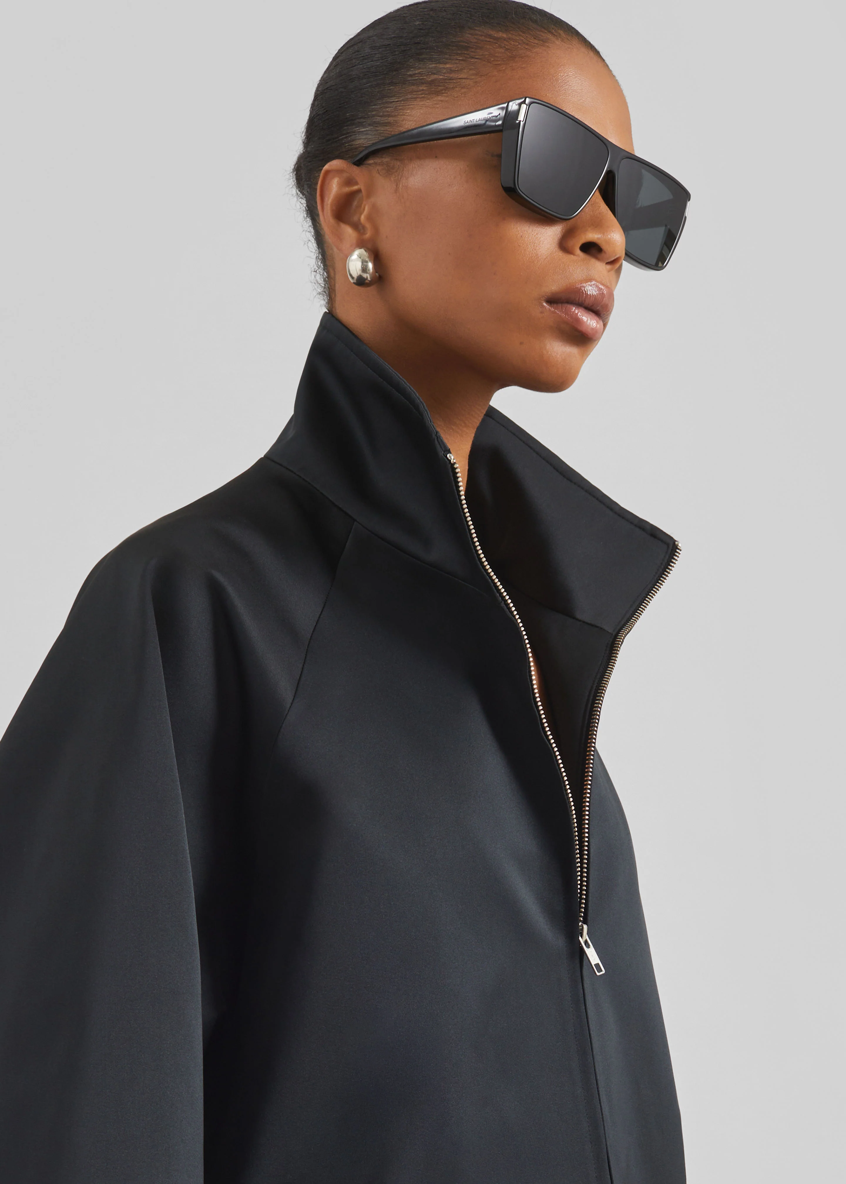 Baxter Satin Track Jacket - Black - Image 4