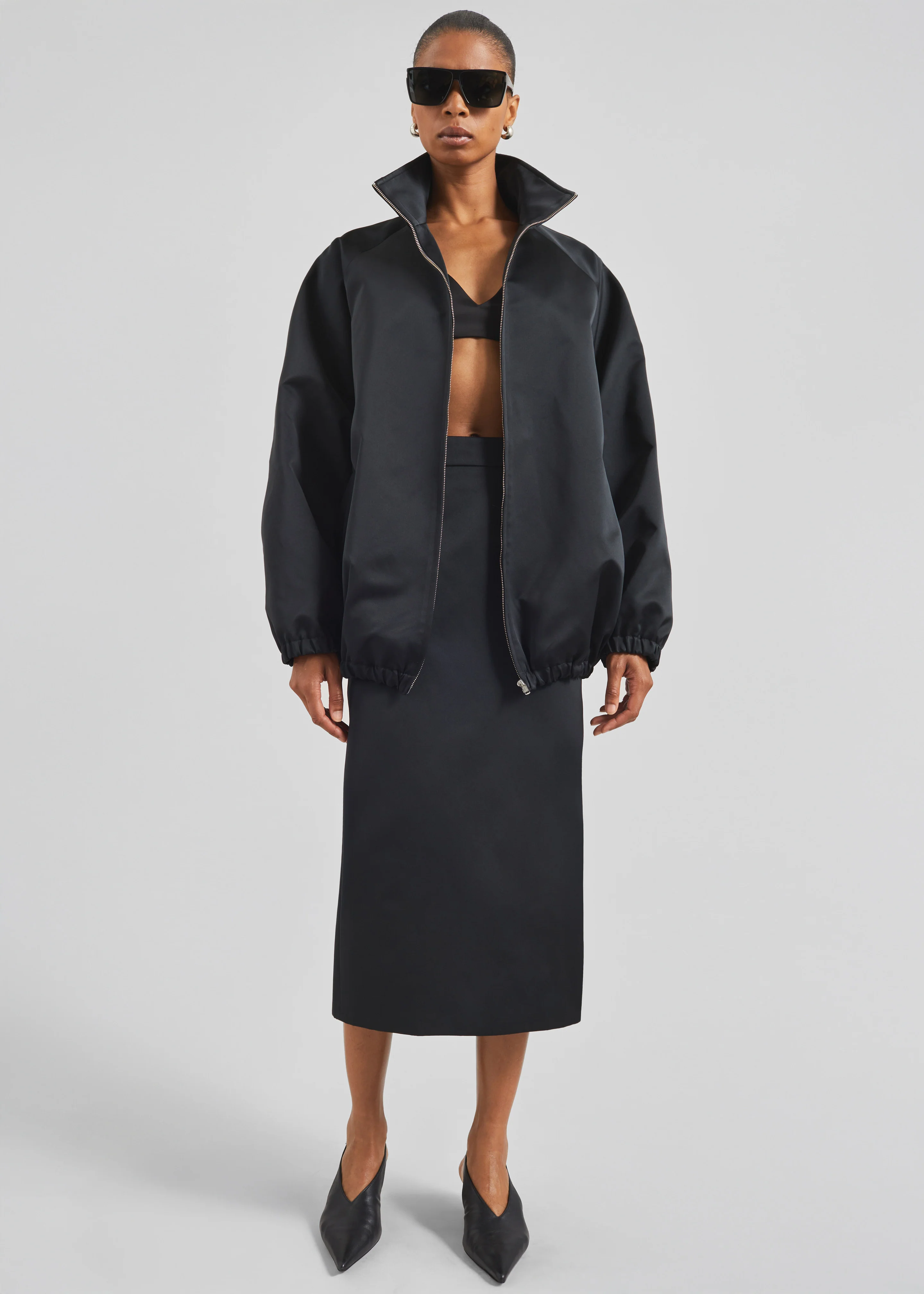 Baxter Satin Track Jacket - Black - Image 6