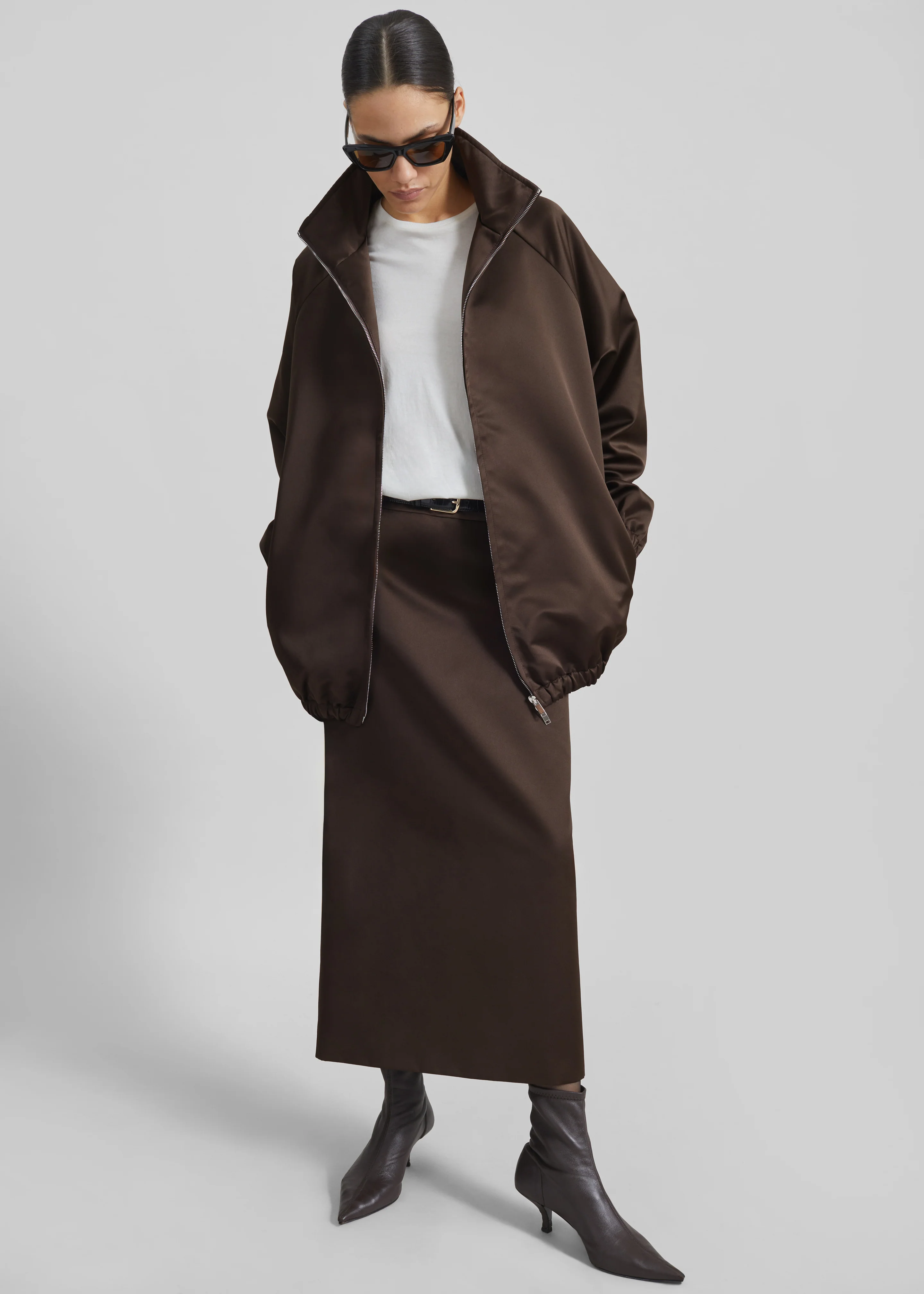 Baxter Satin Track Jacket - Brown - Image 3