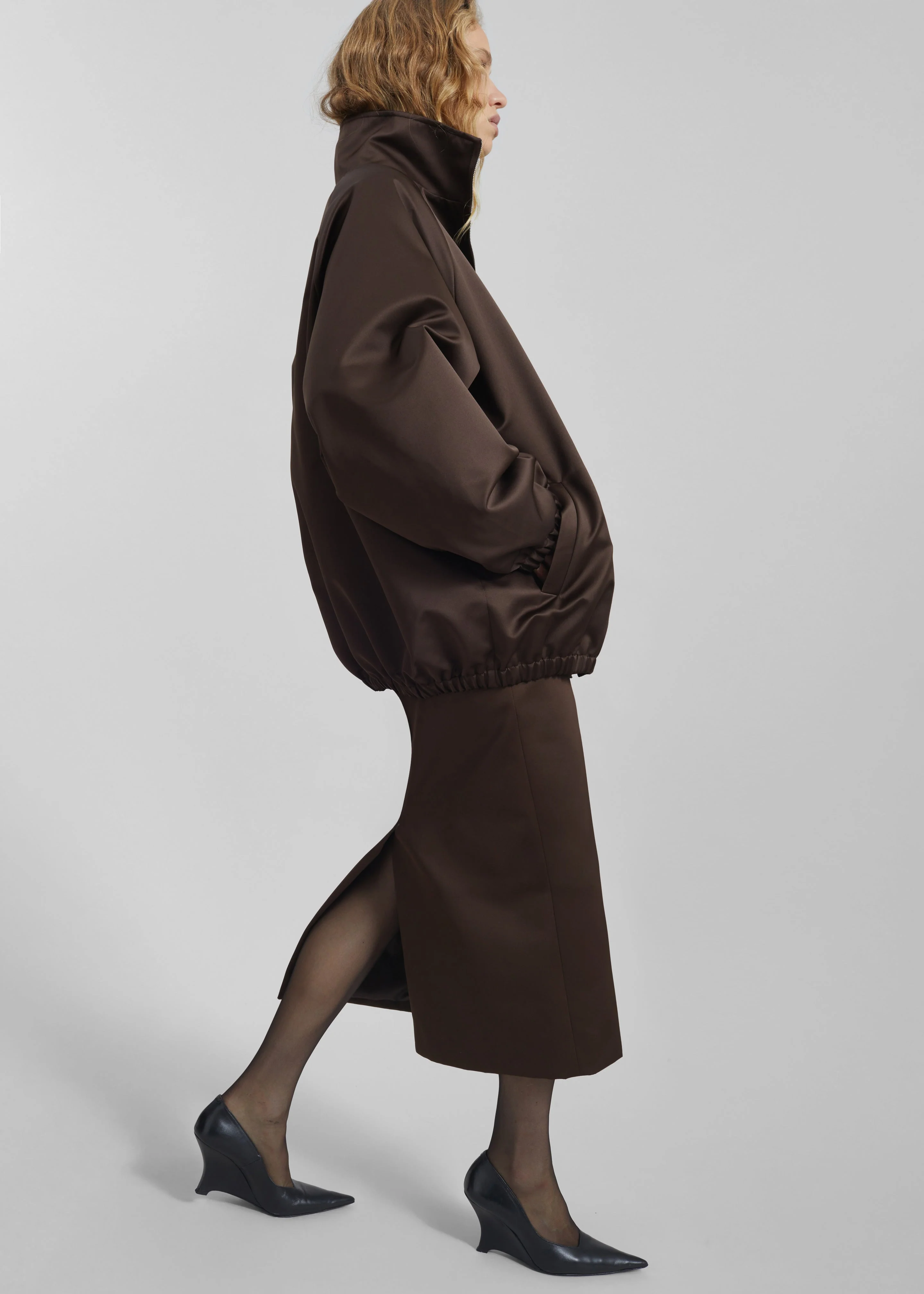 Baxter Satin Track Jacket - Brown - Image 4
