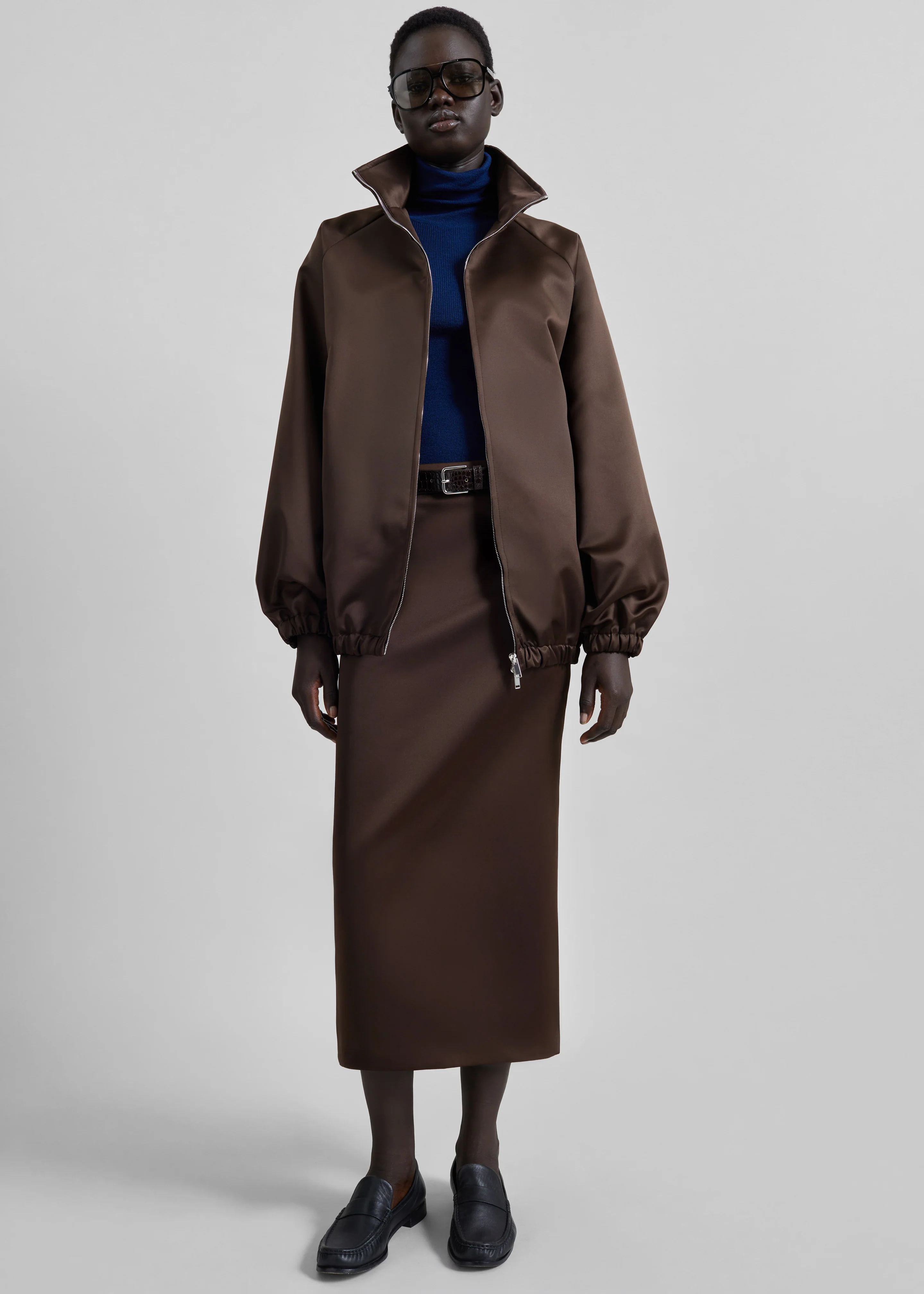 Baxter Satin Track Jacket - Brown - Image 6